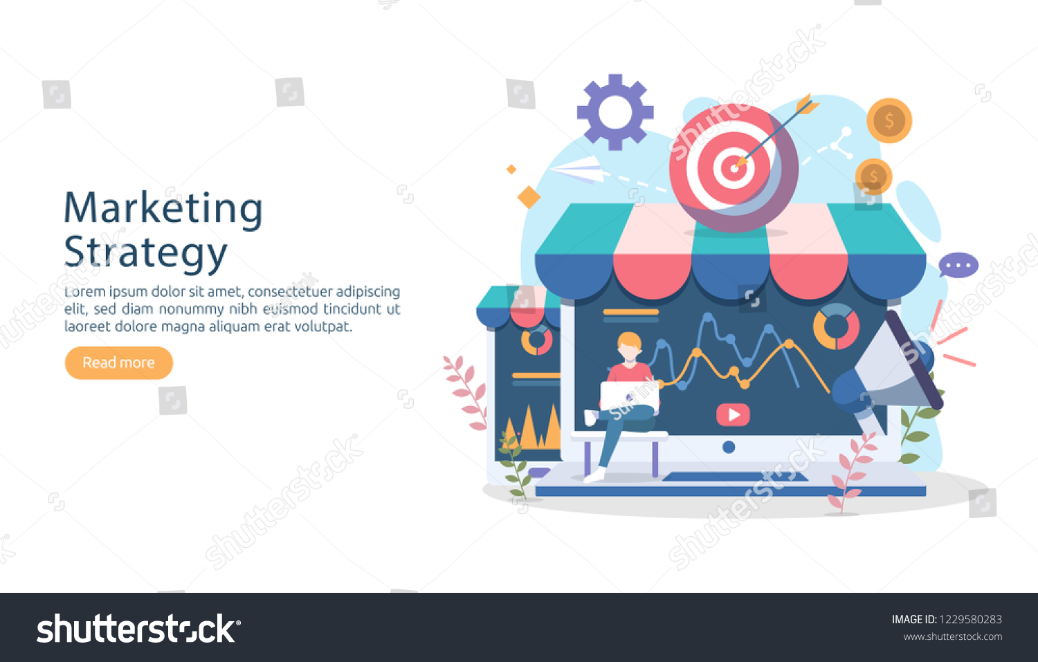 Digital Marketing Strategy Concept Tiny People Stock Vector (Royalty ...