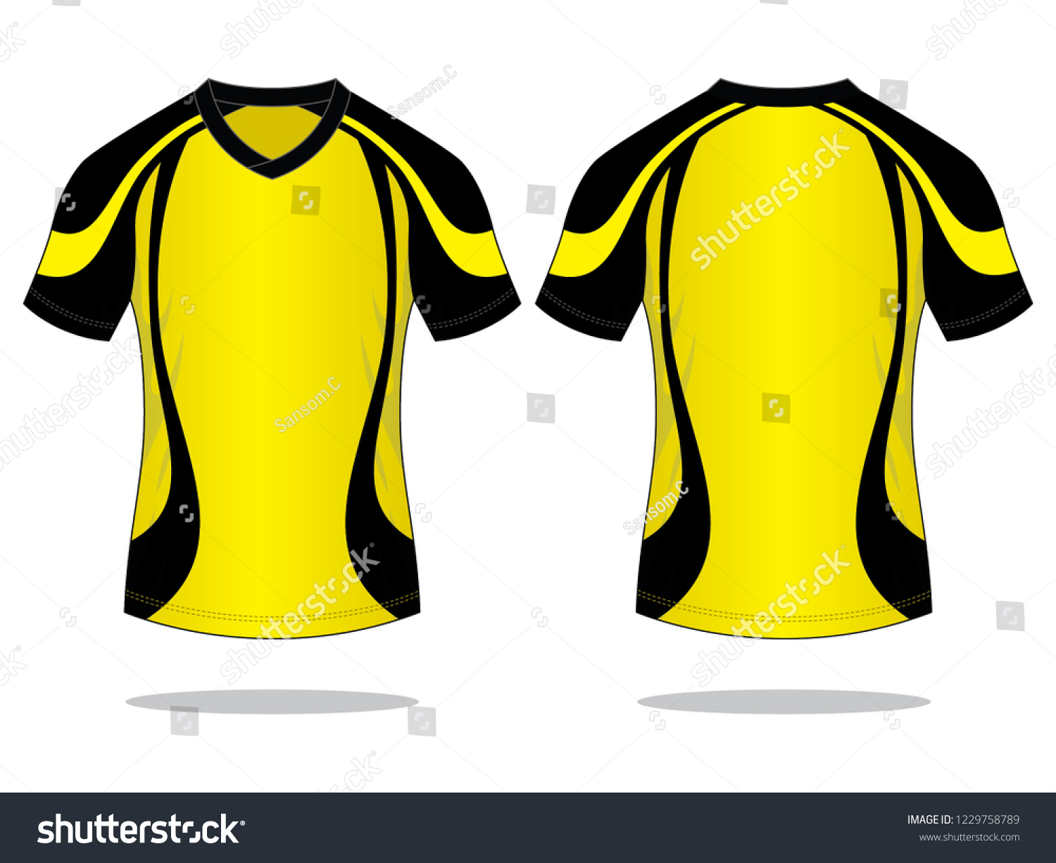 Yellowblack Raglan Soccer Jersey Shirt Design Stock Vector (Royalty ...