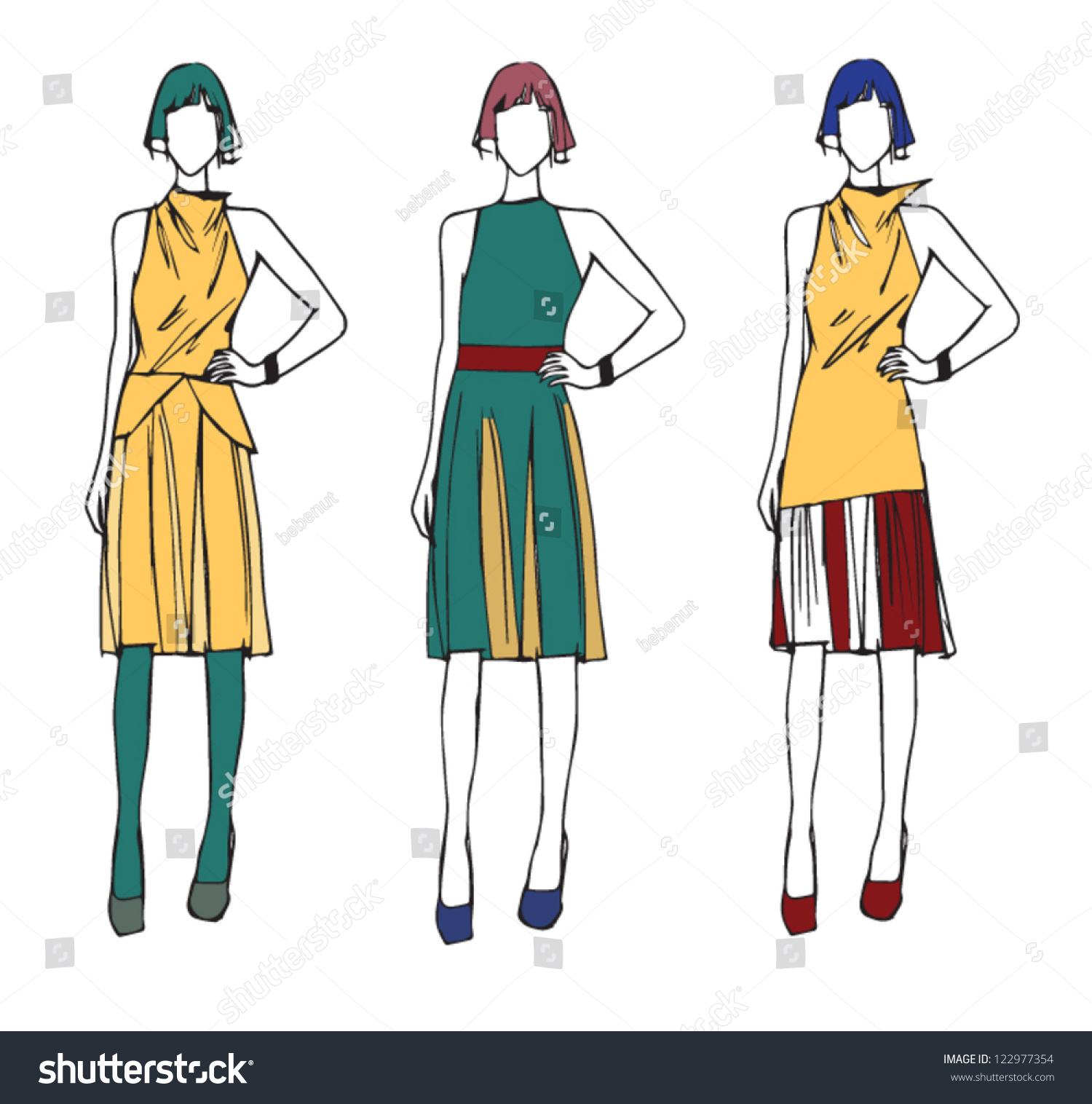 Fashion Sketch Working Woman Modern Style Stock Vector (Royalty Free ...