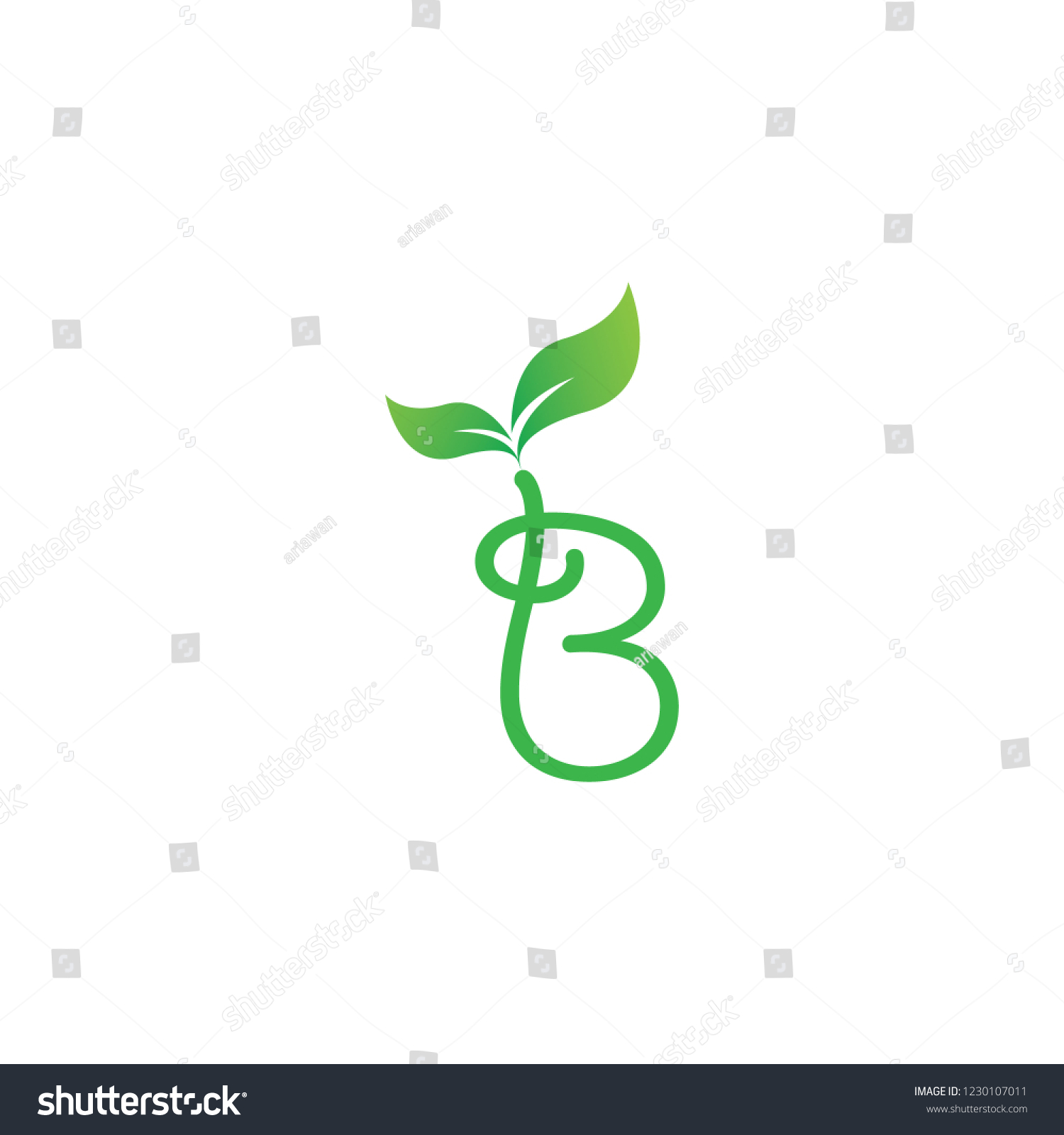 Letter B Leaf Logo Vector Stock Vector (Royalty Free) 1230107011 ...