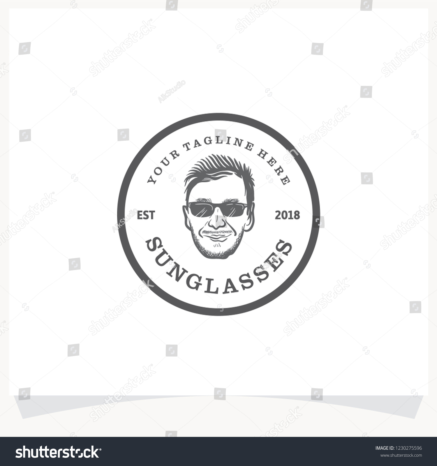 Handsome Sunglasses Hand Drawn Logo Design Stock Vector Royalty Free 1230275596 Shutterstock 9086