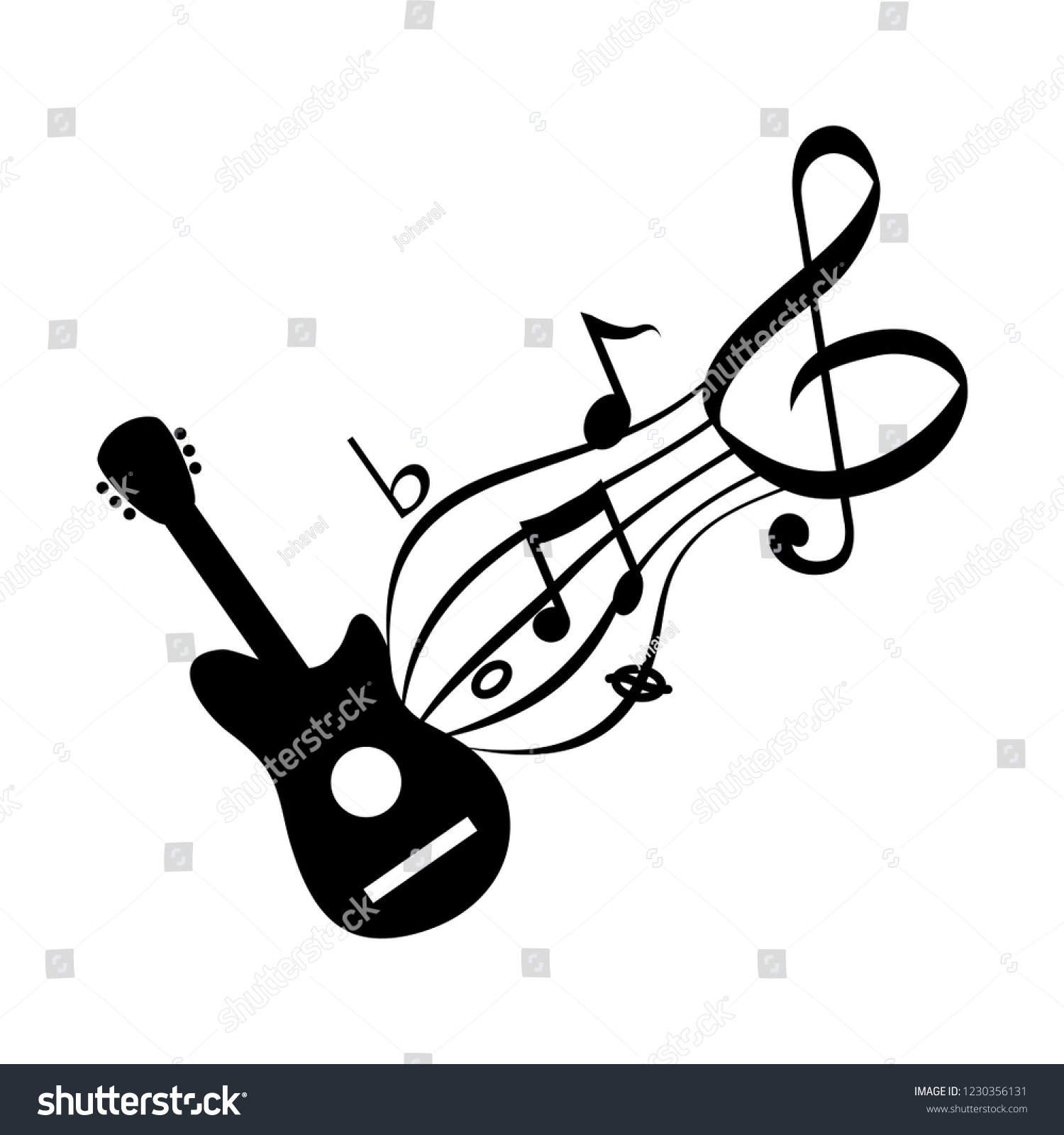 Guitar Music Notes Pattern Stock Vector Royalty Free 1230356131