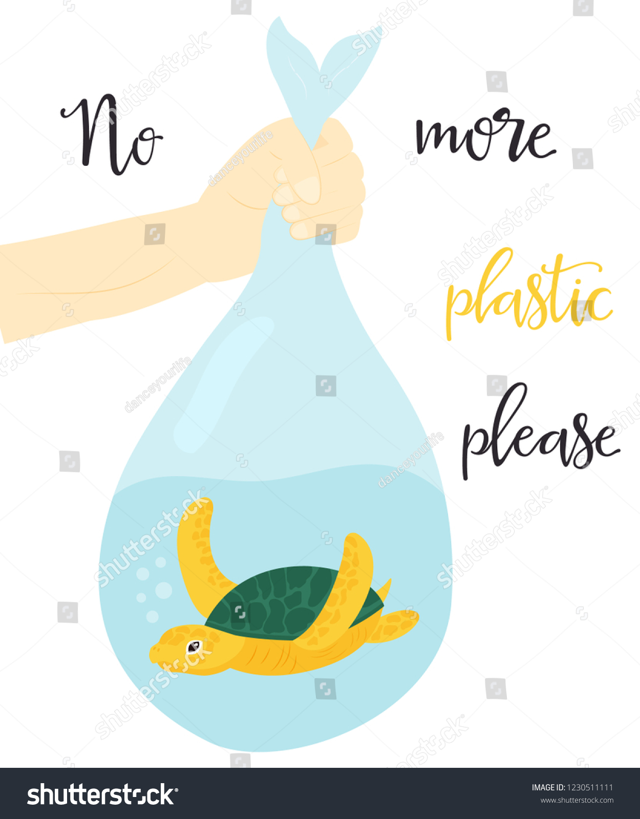 Eco Concept Poster Marine Turtle Plastic Stock Vector (royalty Free 