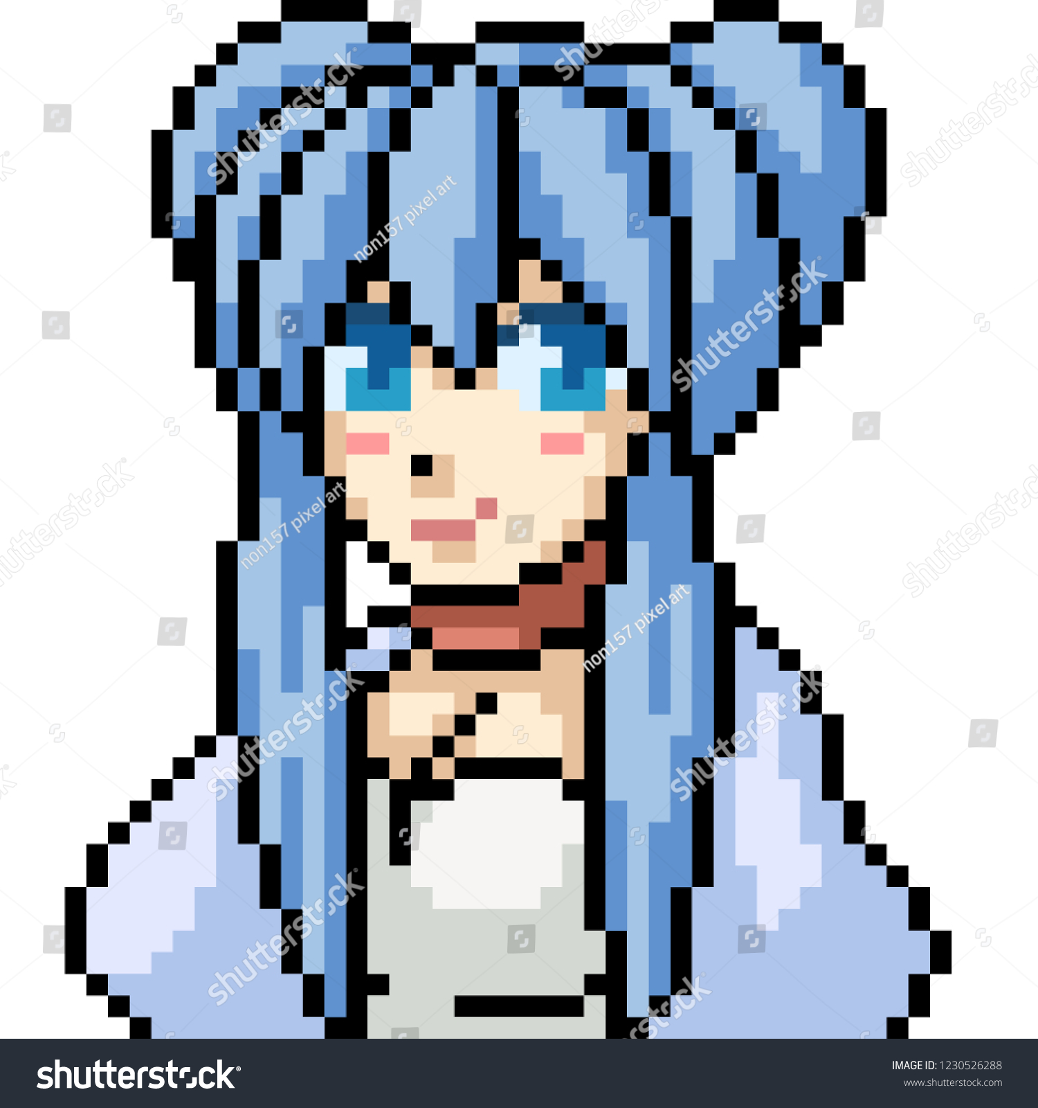 Vector Pixel Art Anime Girl Isolated Stock Vector (Royalty Free ...