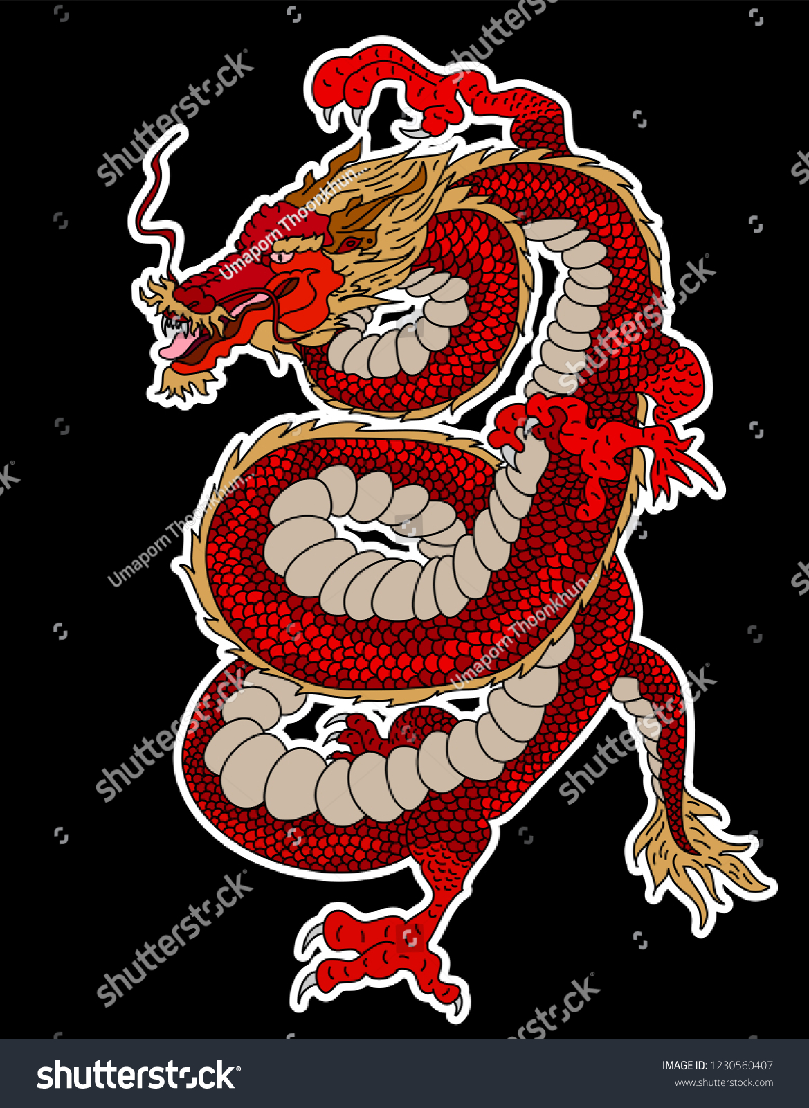 Japanese Dragon Vector Tattoo Sticker Design Stock Vector (Royalty Free ...