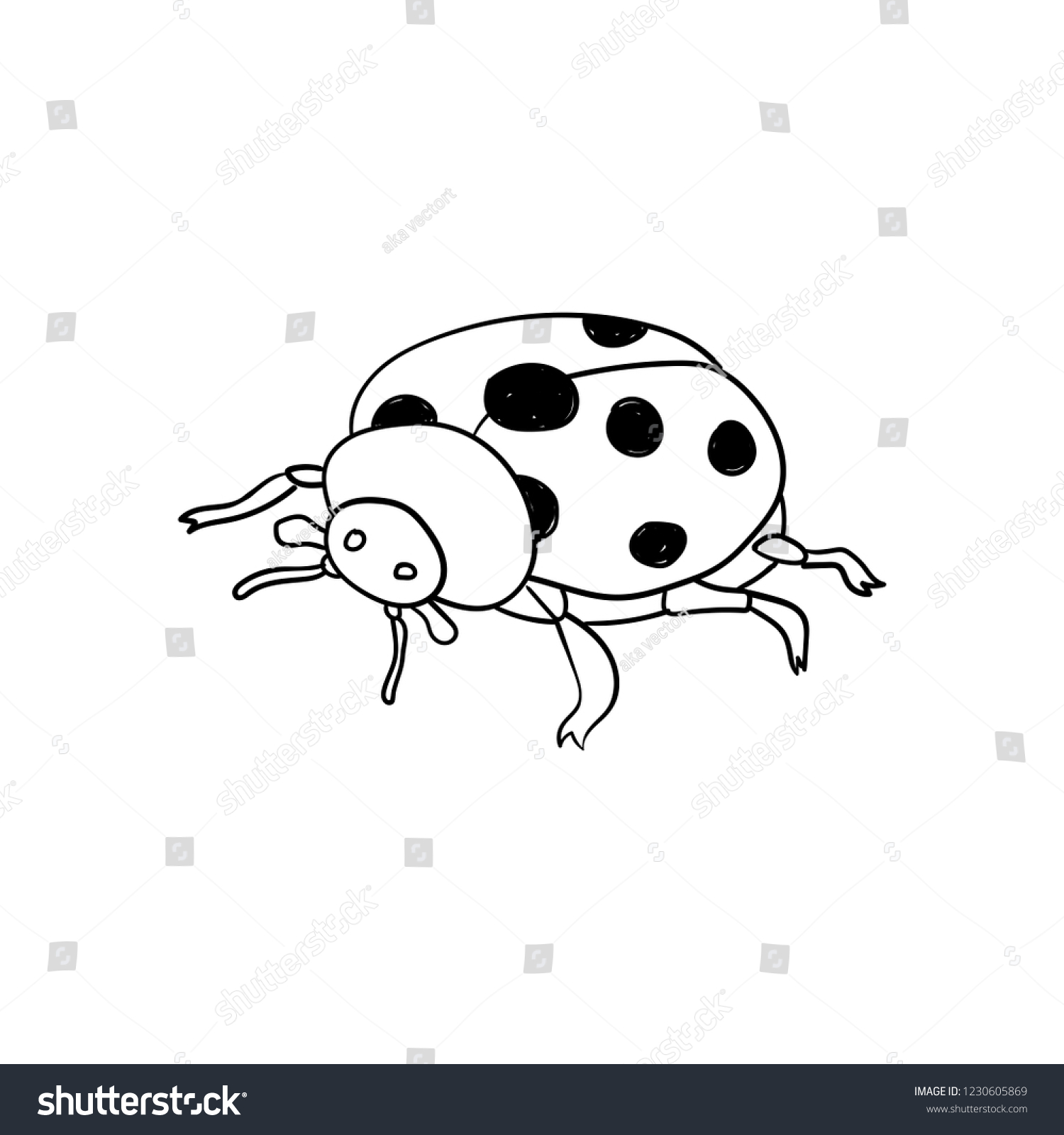 Ladybug Insect Illustration Drawing Ink Line Stock Vector (Royalty Free ...