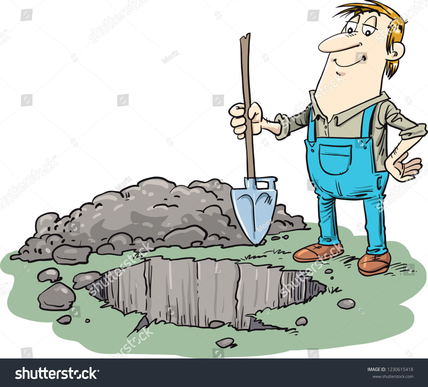 cartoon shovel digging clipart