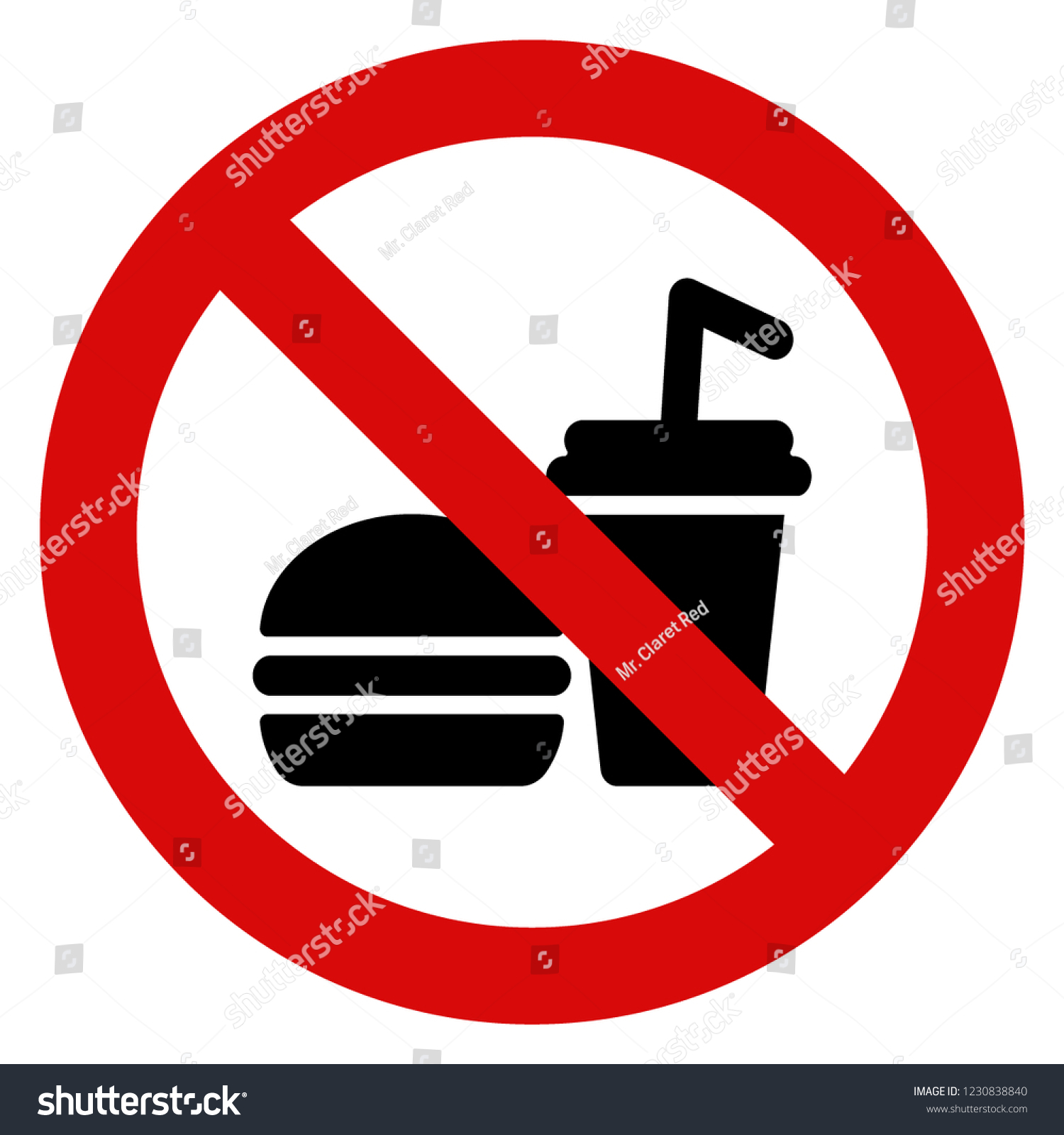 No Food Drinks Sign Vector Stock Vector (Royalty Free) 1230838840 ...