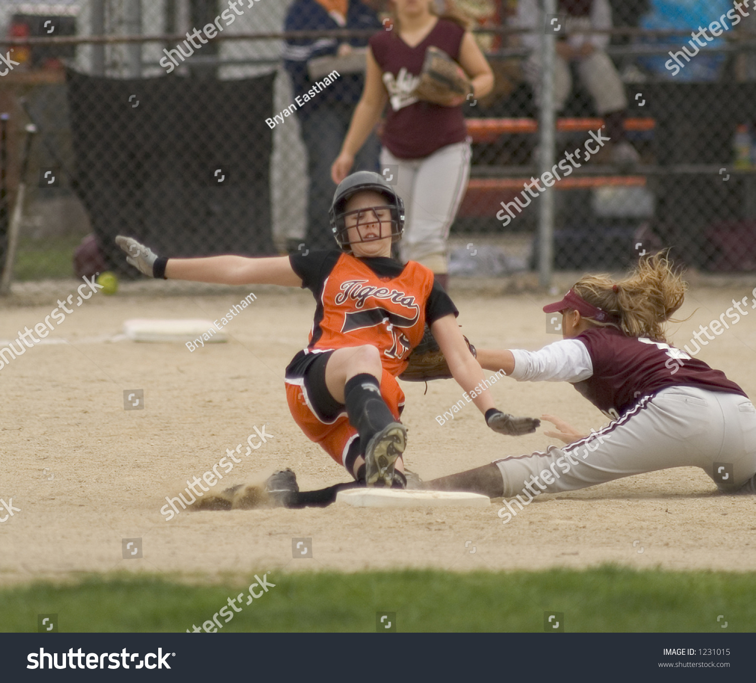 Girl Softball Player Sliding Into Nd Shutterstock