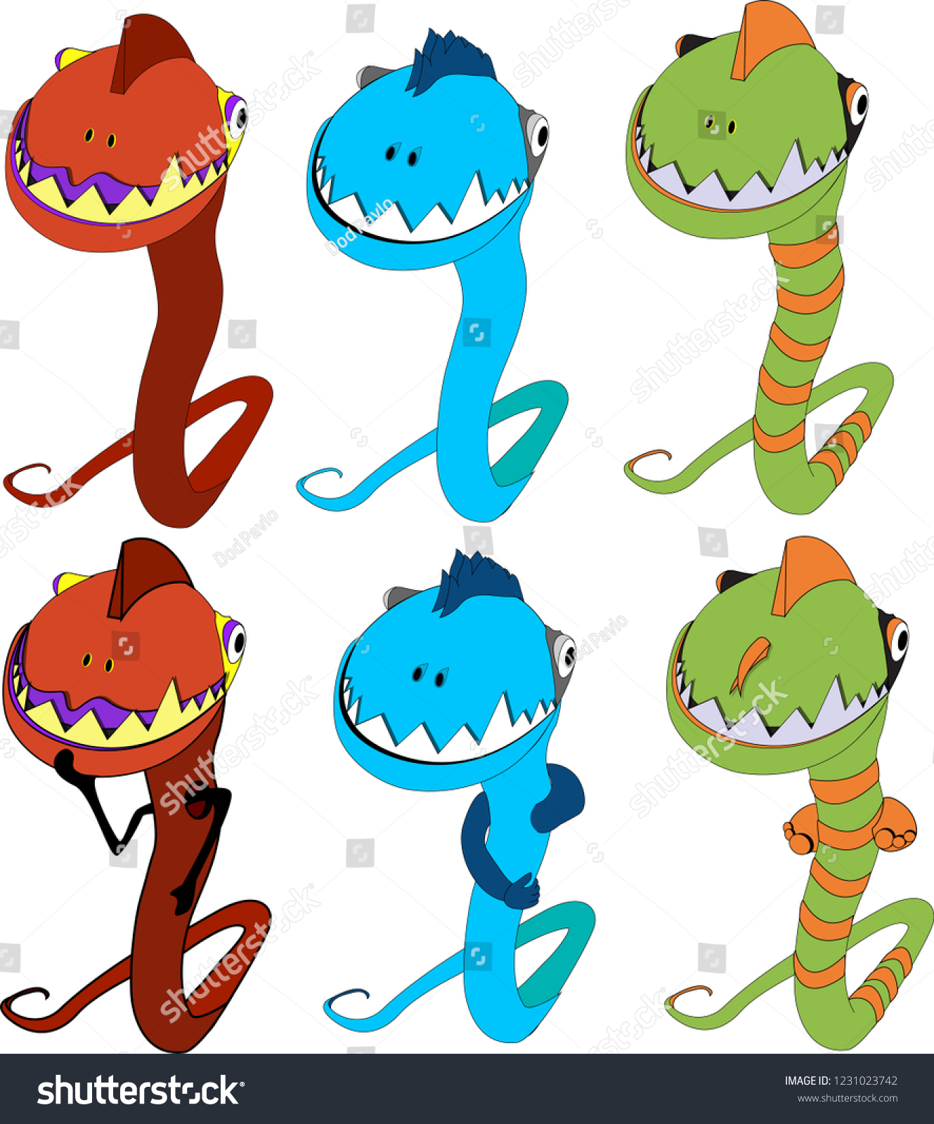 Evil Worm Funny Character Stock Vector Royalty Free 1231023742