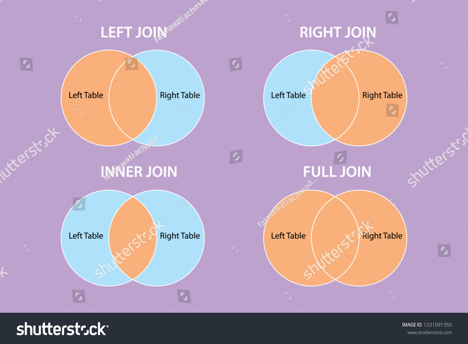 Sql Join Type Structure Query Language Stock Vector (Royalty Free ...