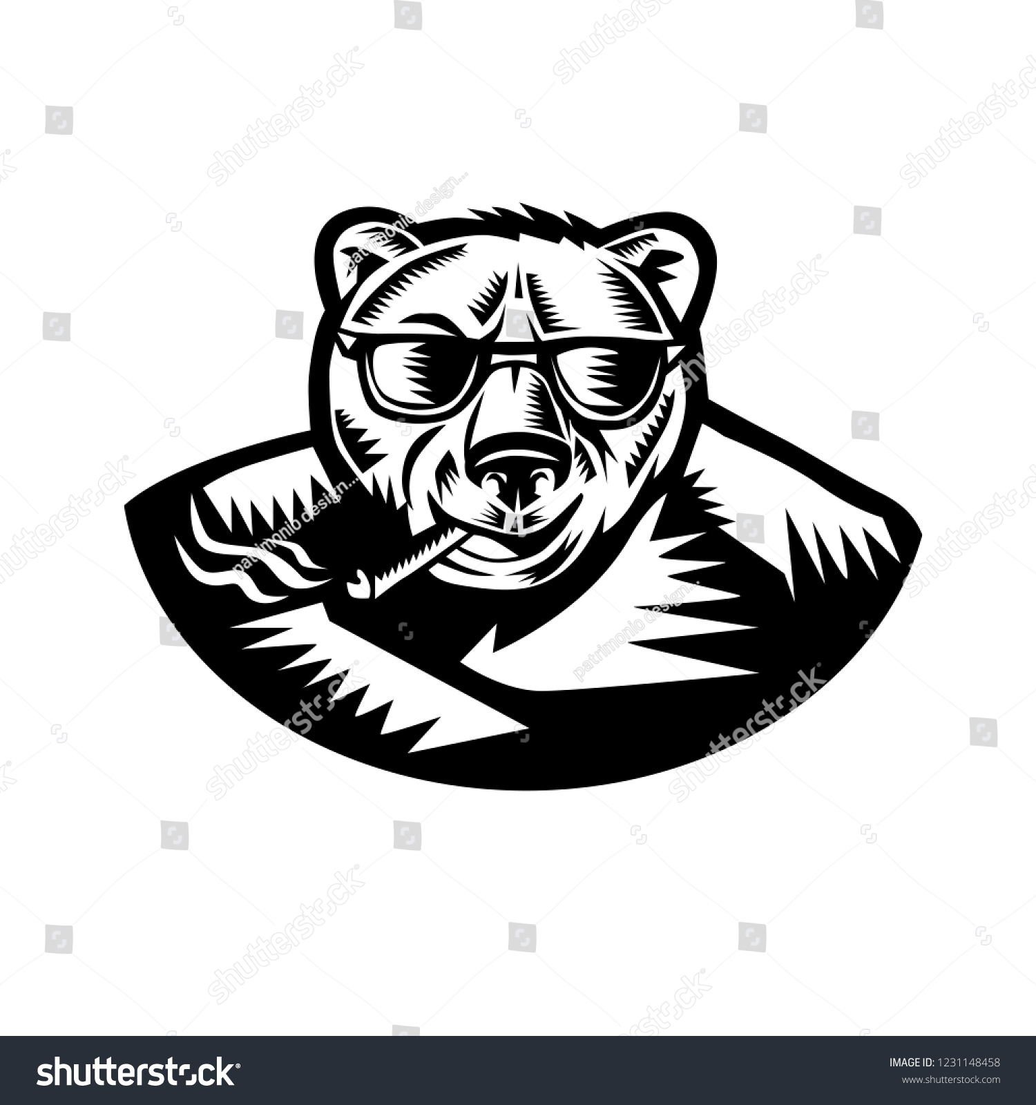 Retro Woodcut Style Illustration Grizzly Bear Stock Vector (Royalty ...