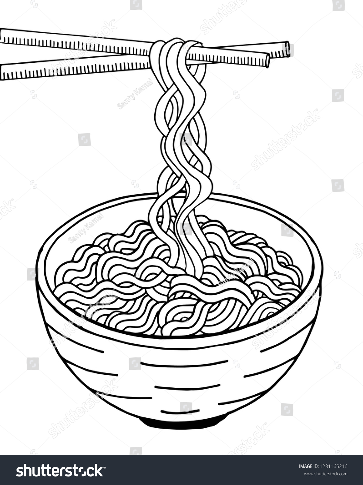 Doodle Noodle Bowl Stick Hand Drawing Stock Vector (Royalty Free ...