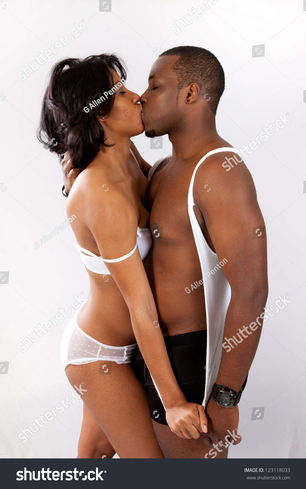 Ebony couple kissing