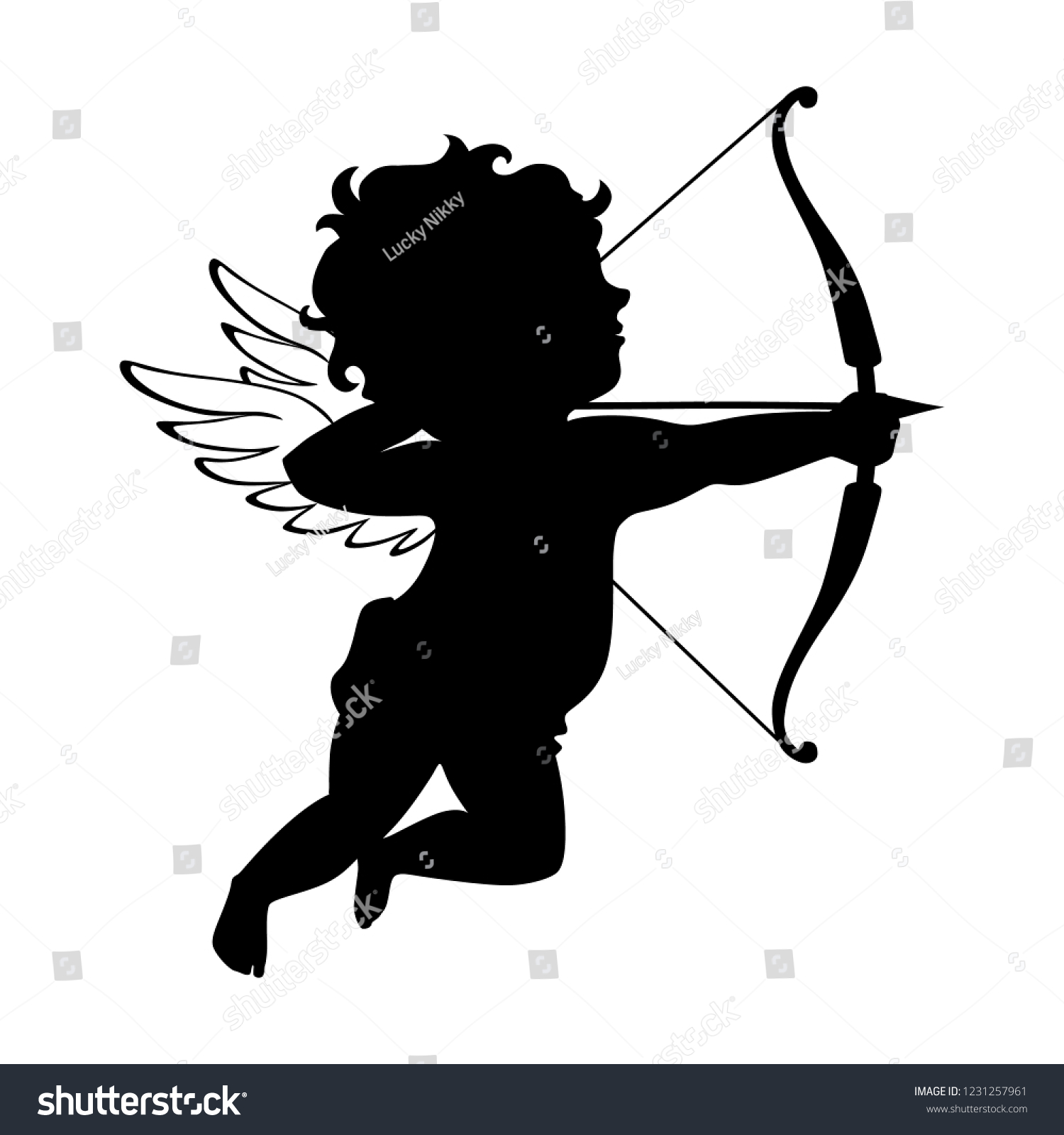 Cupid Black Silhouette Valentines Day Symbol Stock Vector Royalty Free 1231257961 Shutterstock 3444