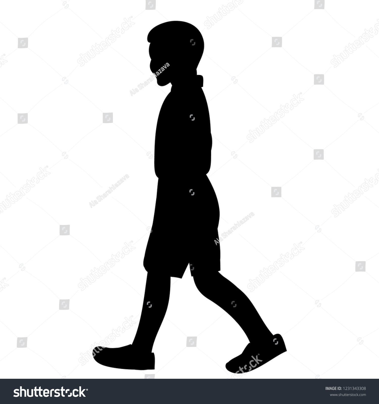 White Background Black Silhouette Child Stock Vector (Royalty Free ...