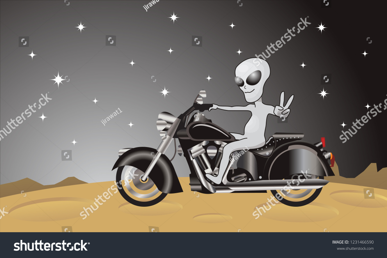 alien on motorcycle