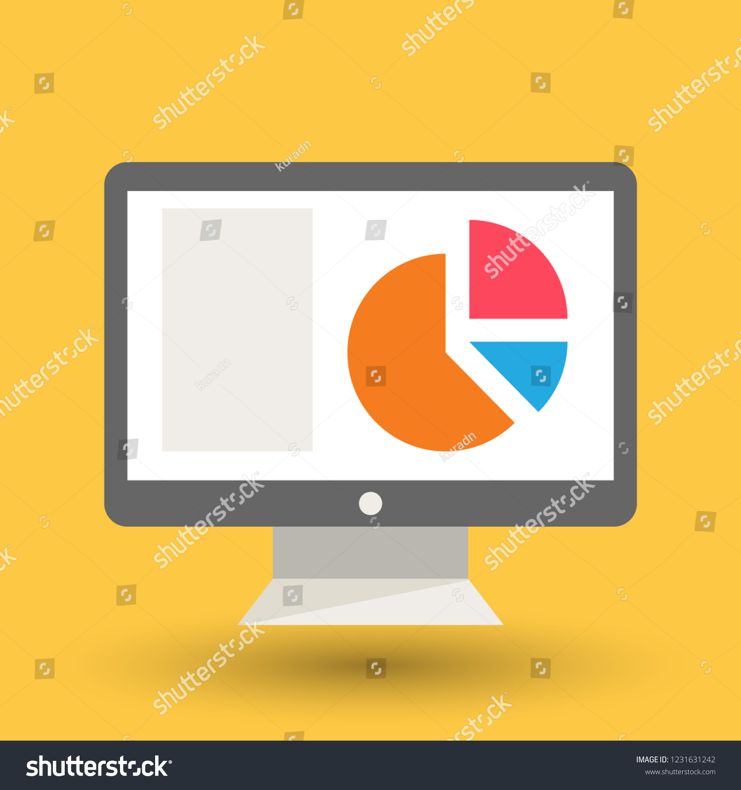 Desktop Monitor Vector Illustration Showing Data Stock Vector (Royalty ...