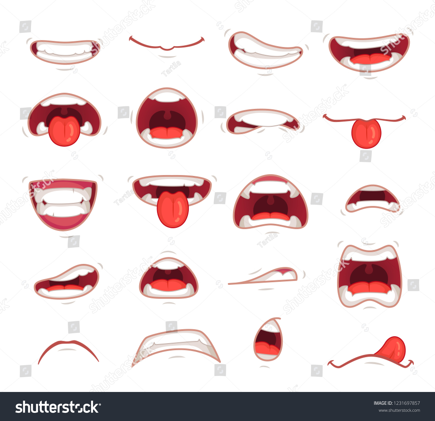 Cartoon Mouths Facial Expression Surprised Mouth Stock Illustration ...