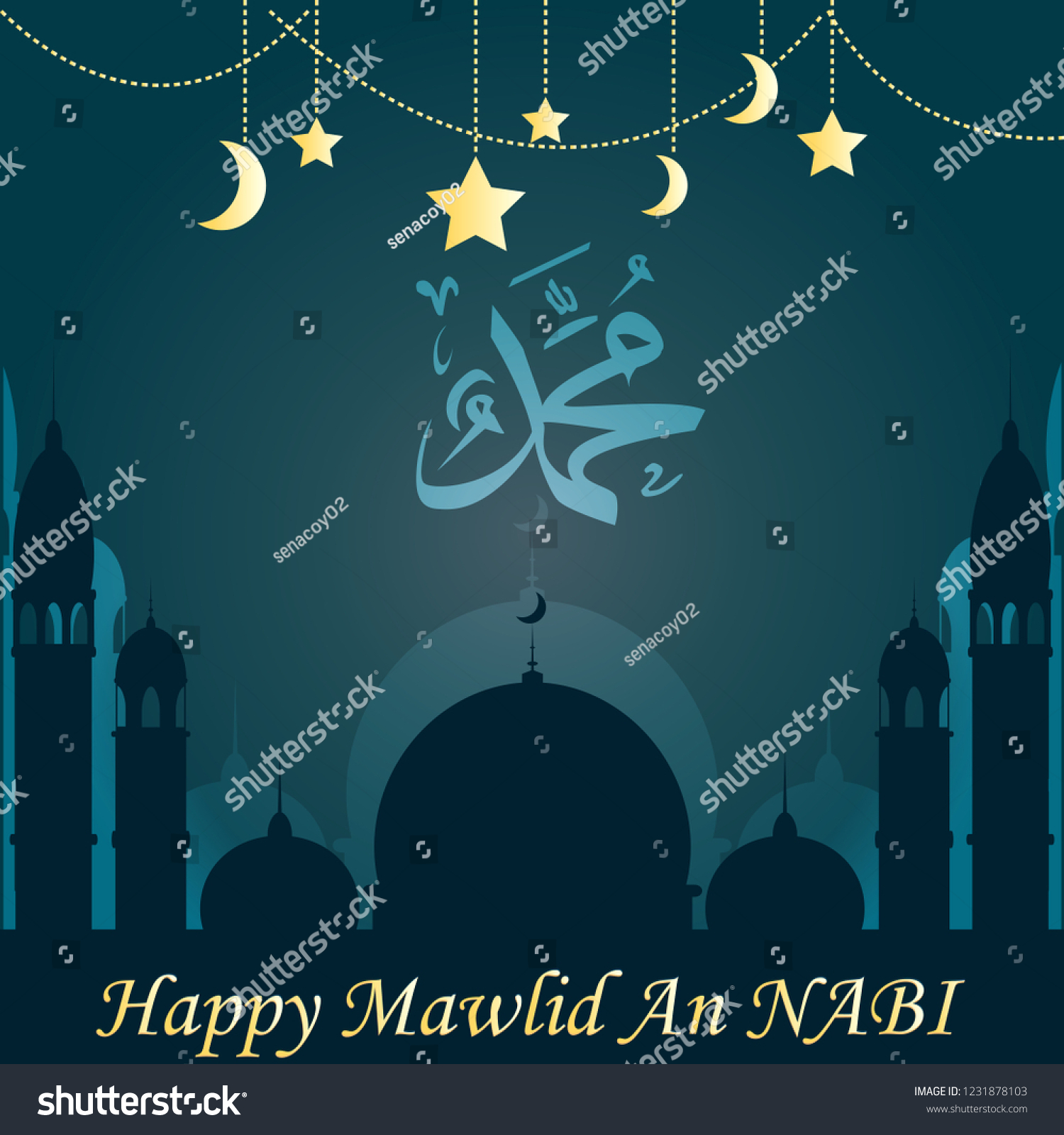 Happy Mawlid Nabi Muhammad Birthday Prophet Stock Vector (Royalty Free ...