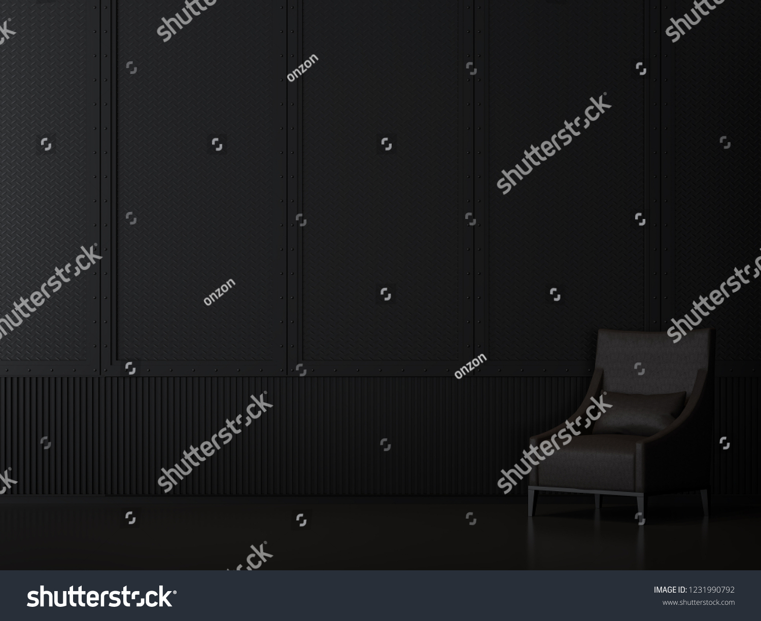 Black Metal Room Interior Industrial Style Stock Illustration