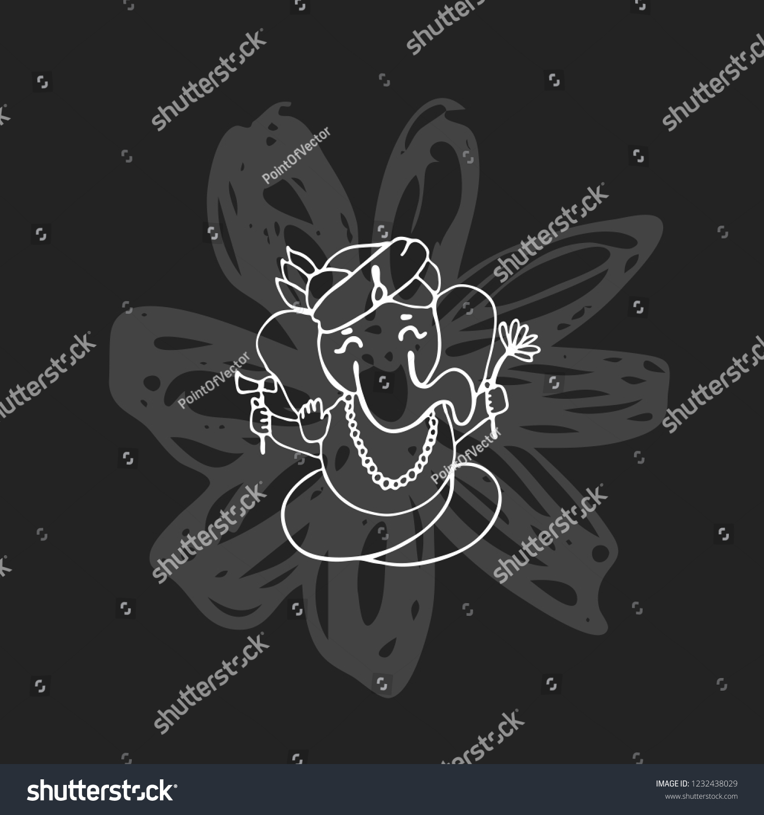 Vector Hindu God Lord Ganesha Line เวกเตอร์สต็อก ปลอดค่าลิขสิทธิ์ 1232438029 Shutterstock 1966