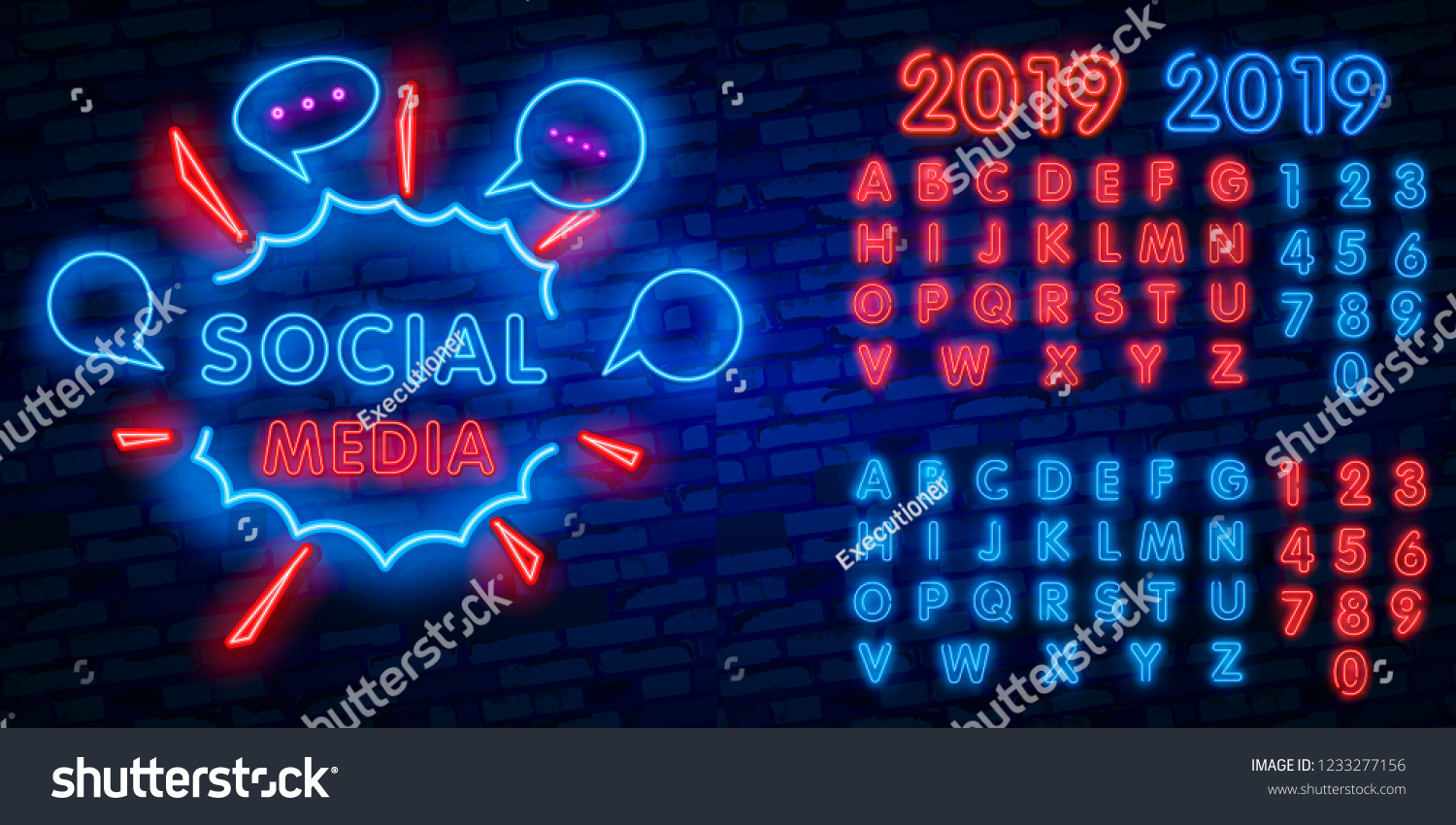 Social Media Neon Sign Vector Design Stock Vector Royalty Free