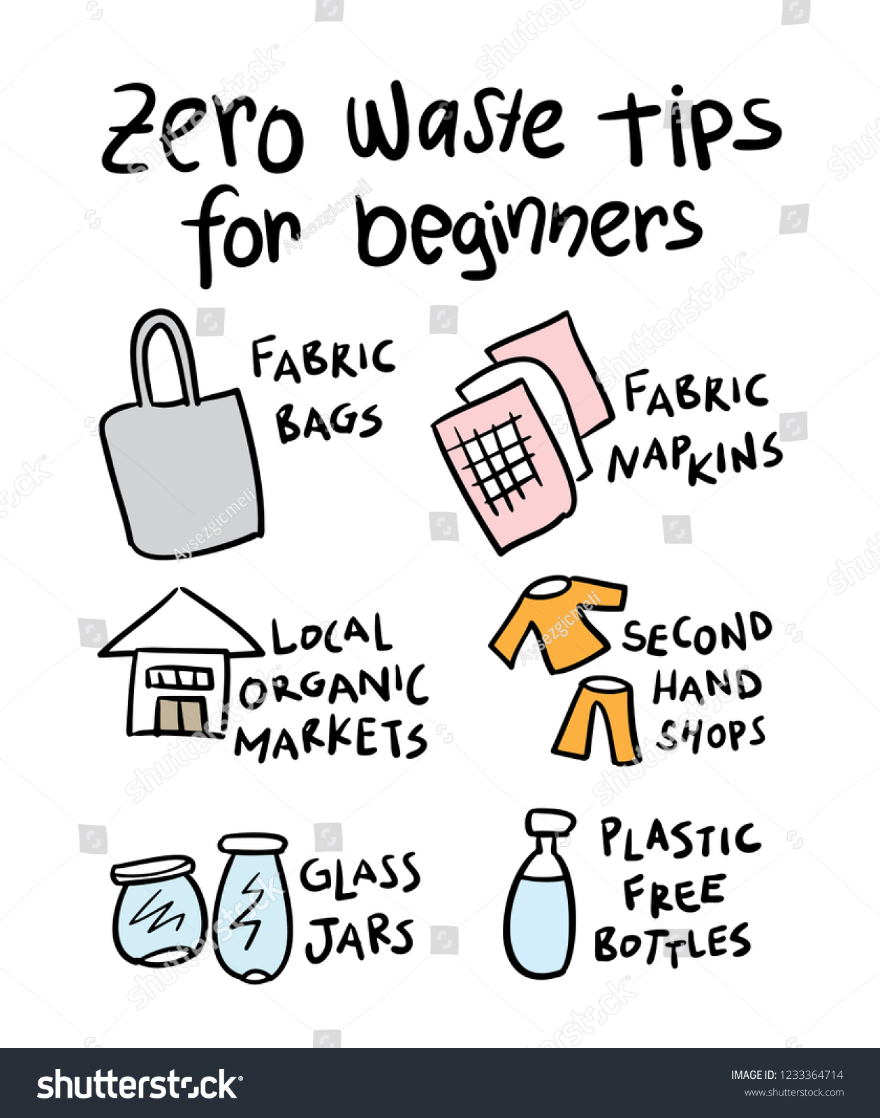 Zero Waste Tips Beginners Zero Waste Stock Vector (Royalty Free ...