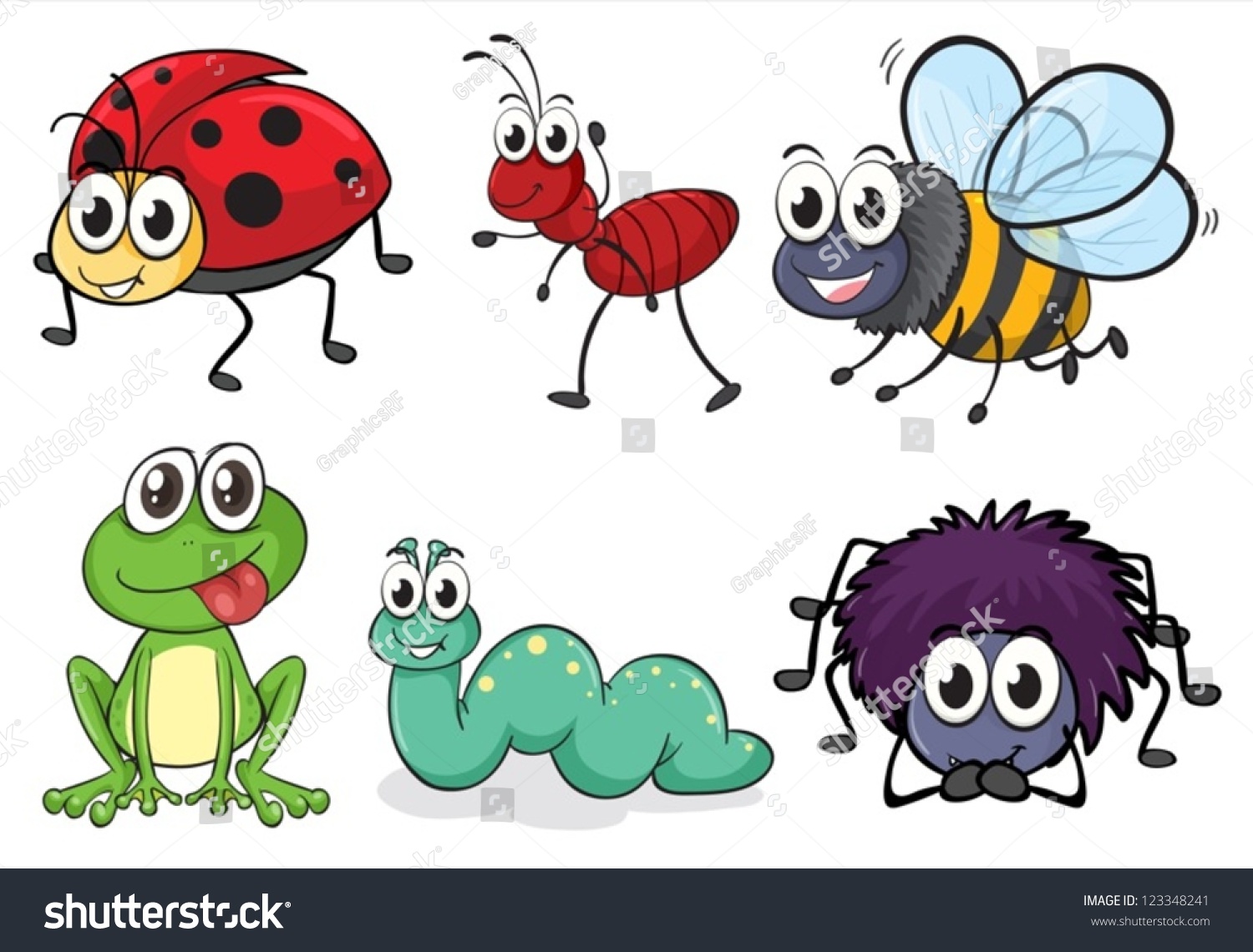 Illustration Various Animals Insects On White Stock Vector (Royalty ...