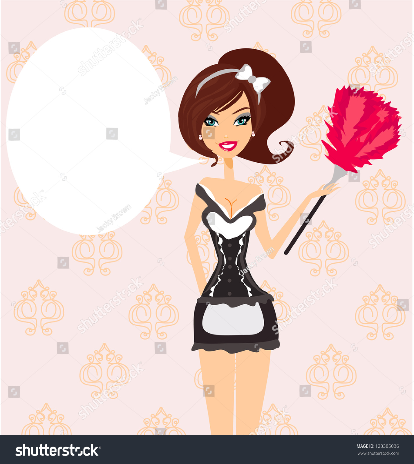 Vektor Stok Sexy Pinup Style French Maid Tanpa Royalti 123385036 Shutterstock