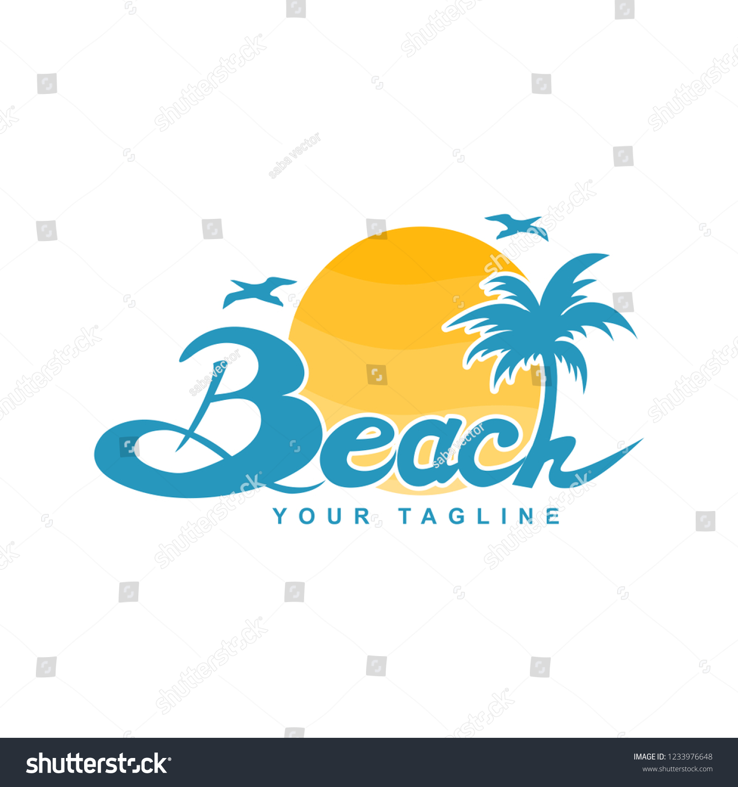 Beach Logo Design Tropical Island Vector Stock Vector (Royalty Free ...