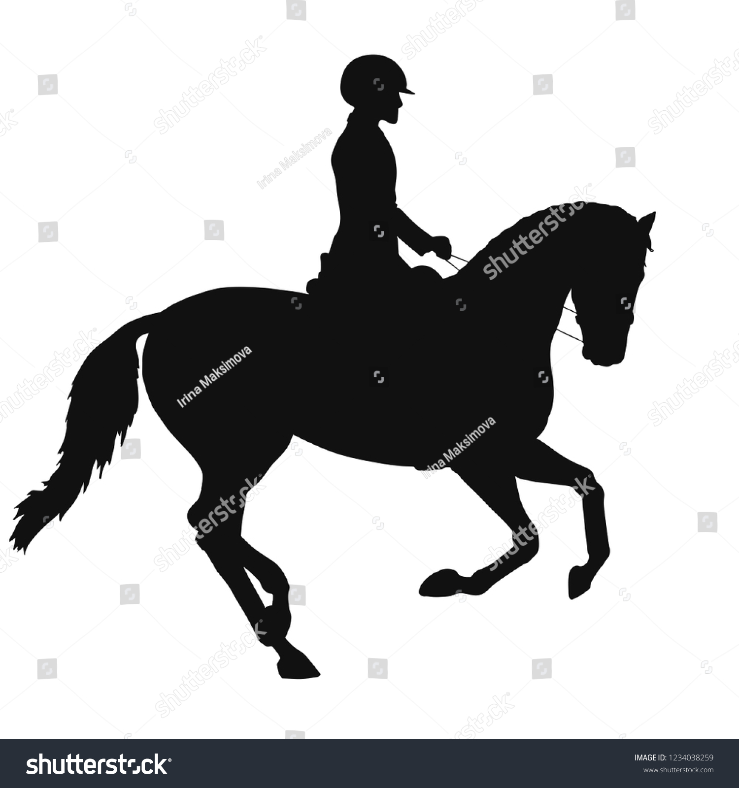 Equestrian Horsemanship Vector Silhouette Rider On Stock Vector ...