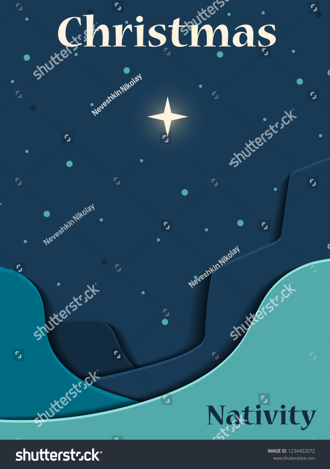 Christmas Christian Nativity Scene Star Bethlehem Stock Vector (Royalty