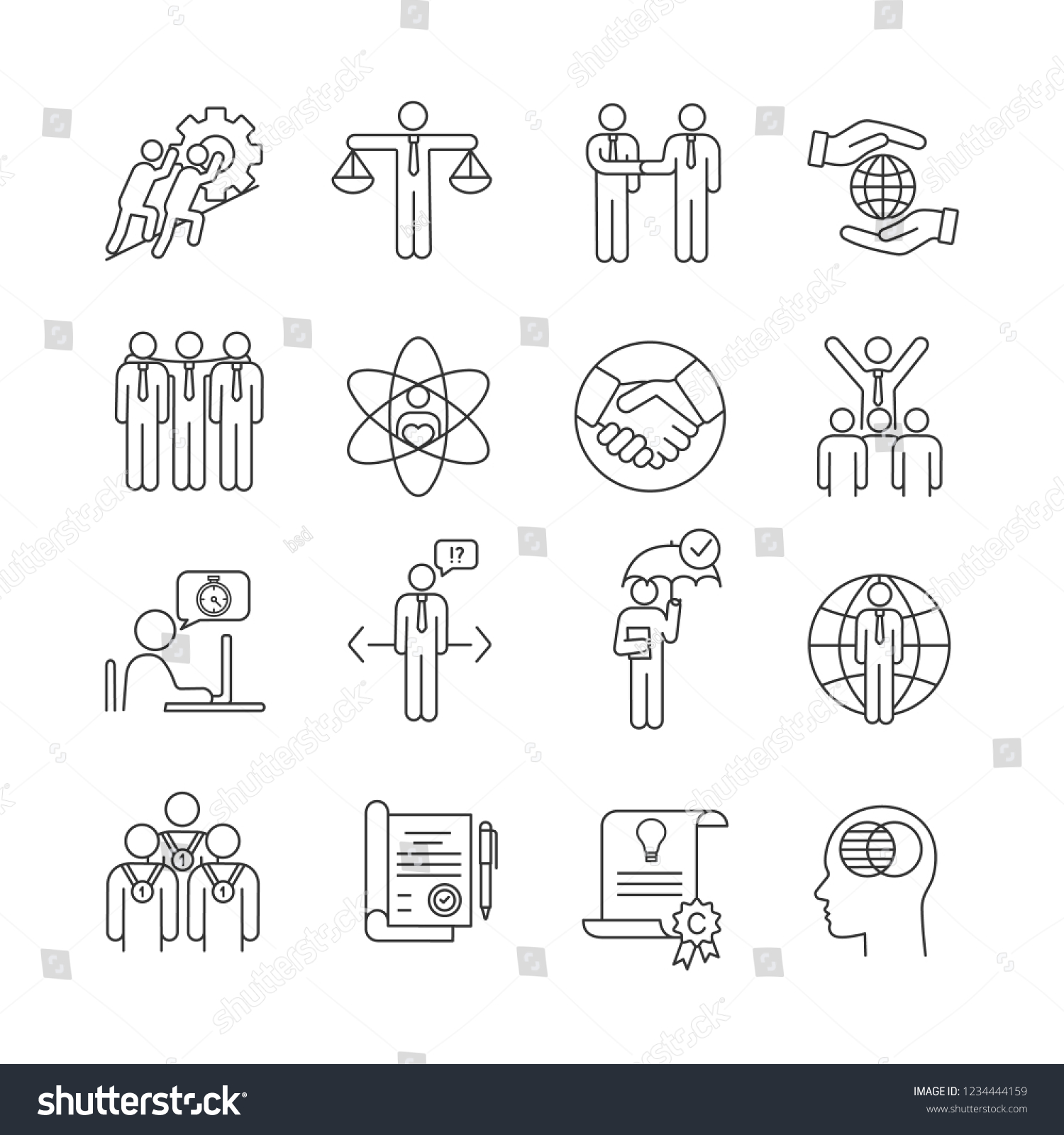 Business Ethics Linear Icons Set Business Stock Vector Royalty Free Shutterstock