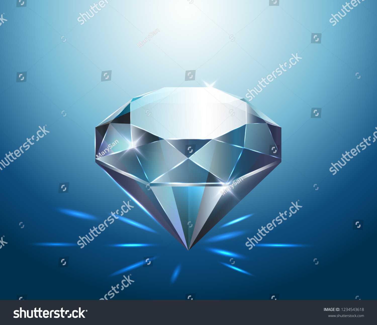 Big Pure Blue Diamond Glitter Vector Stock Vector (Royalty Free ...