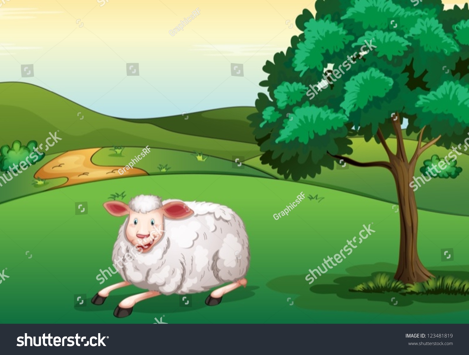 Illustration Smiling Sheep Beautiful Nature Stock Vector Royalty Free 123481819 Shutterstock 3899