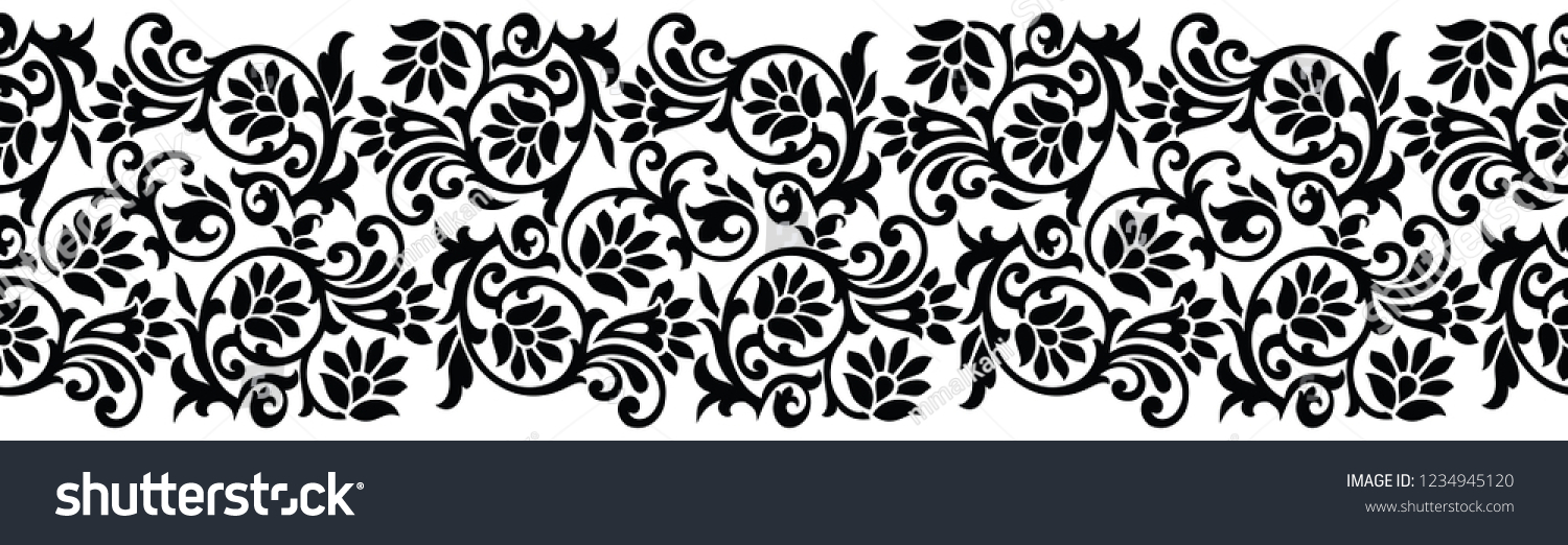 Seamless Black White Floral Border Stock Vector (Royalty Free ...