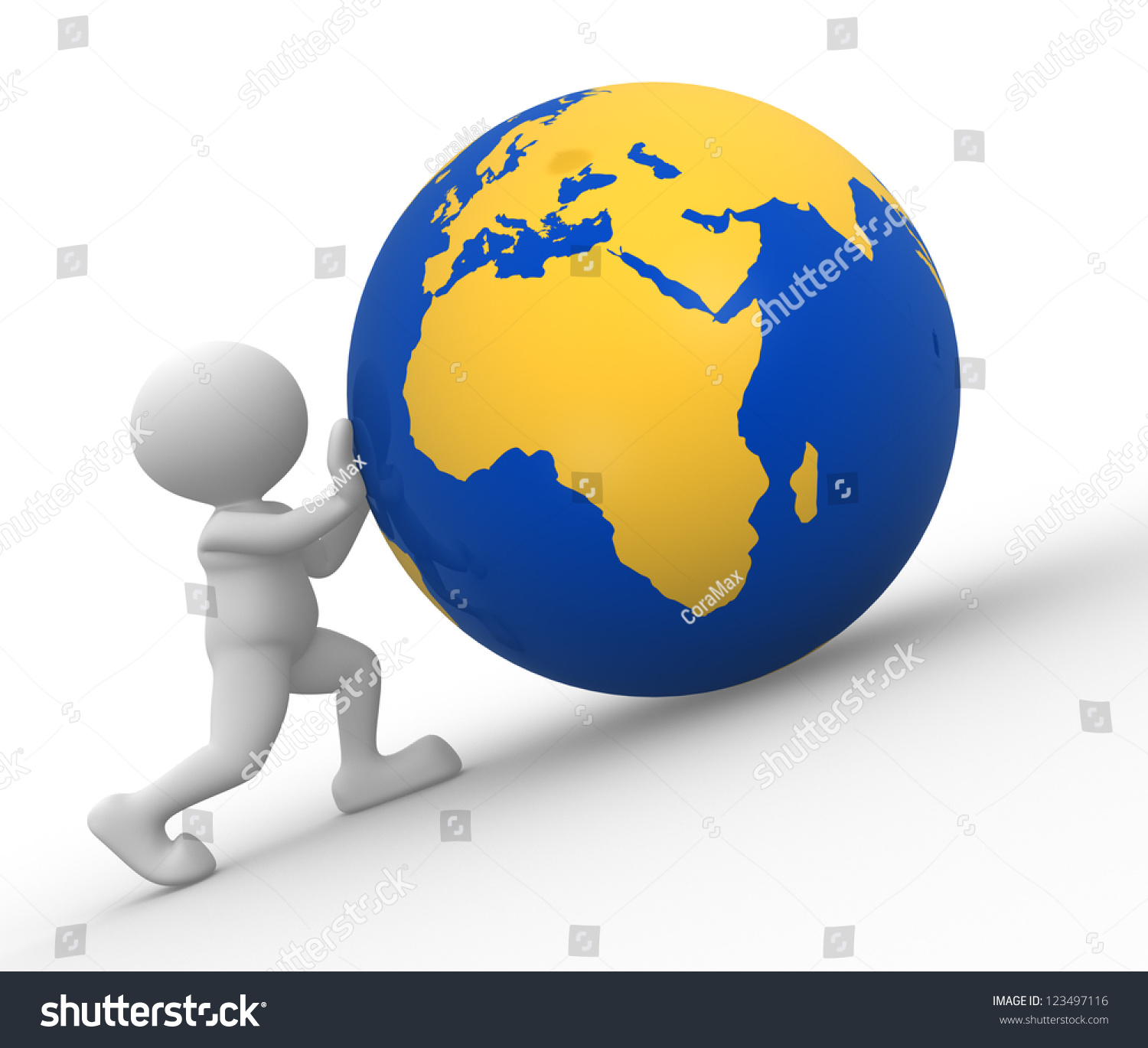 3d People Man People Earth Globe Stock Illustration 123497116 ...