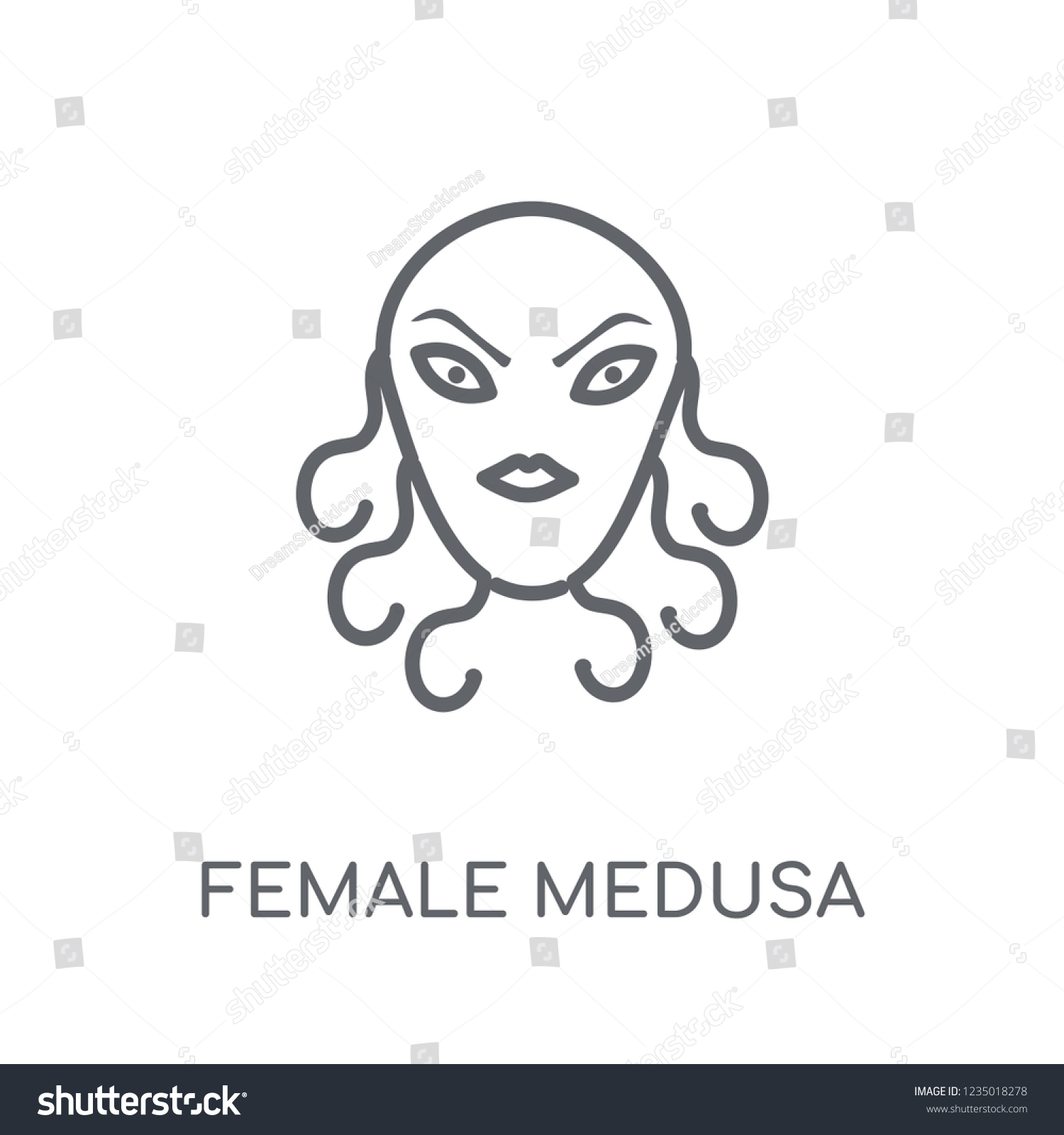 Female Medusa Linear Icon Modern Outline Stock Vector (Royalty Free ...