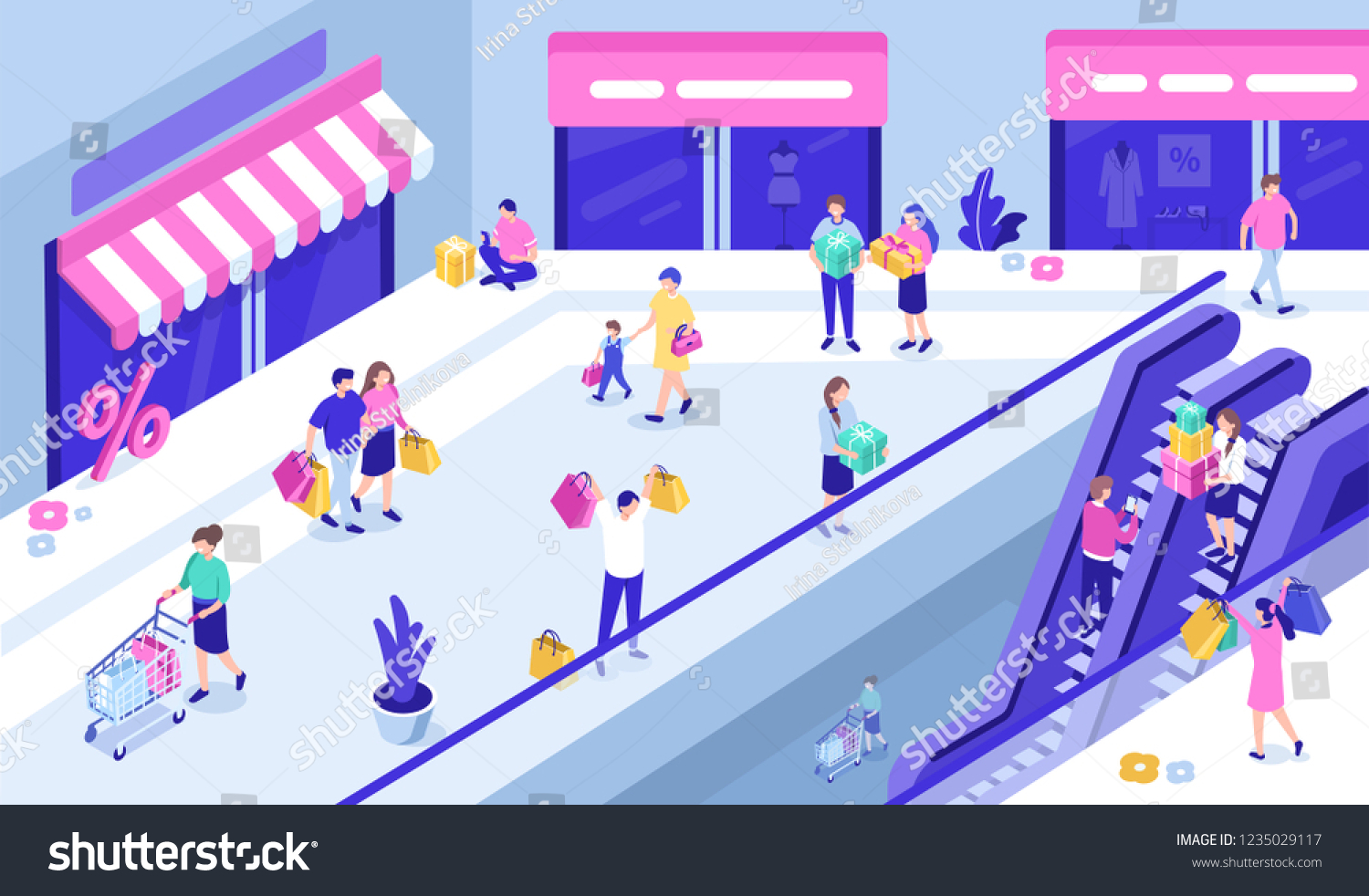 Happy People Shopping Mall Can Use Stock Vector (Royalty Free ...