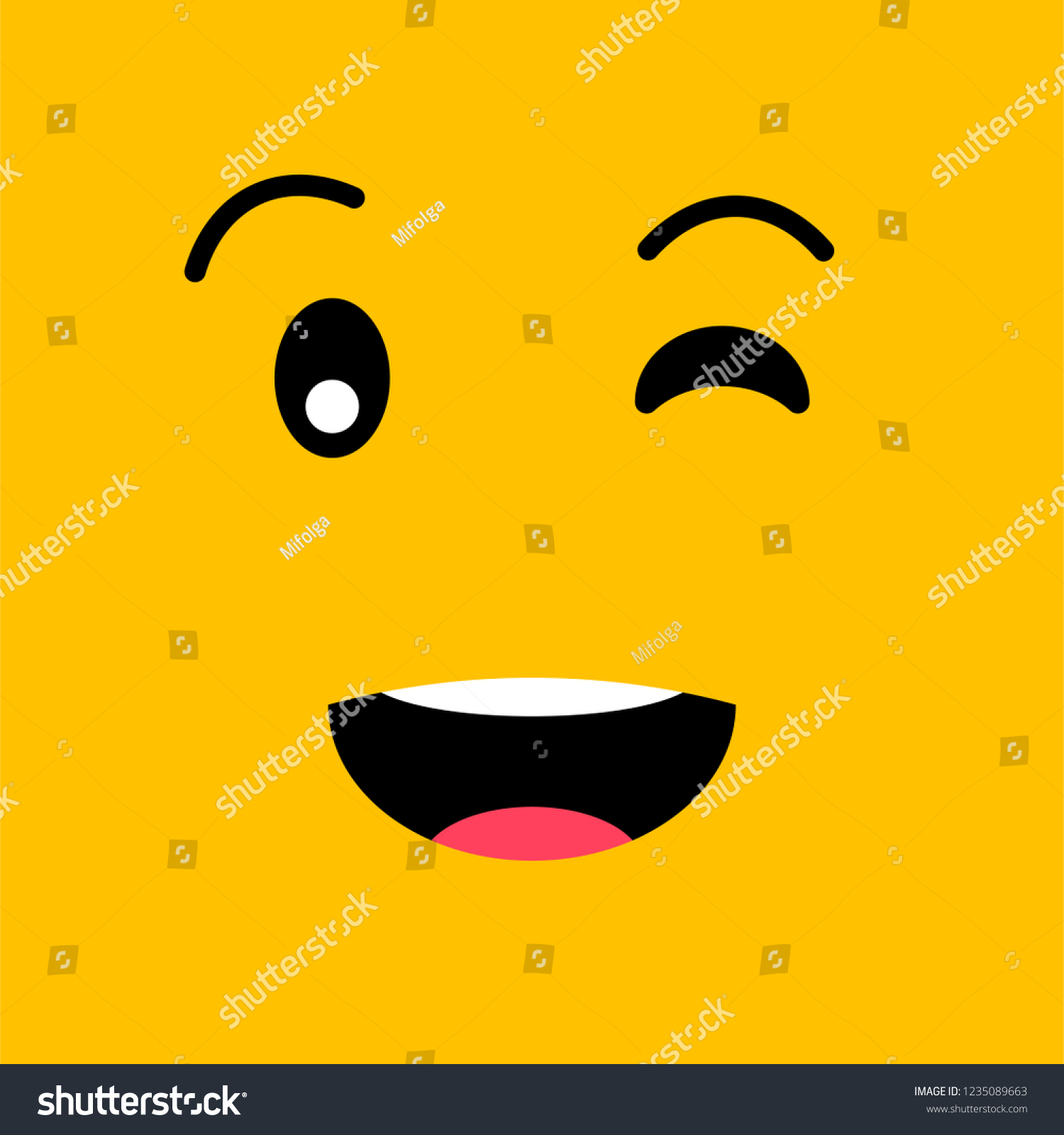 Winking Funny Emotion Emoji Face On Stock Vector (Royalty Free ...