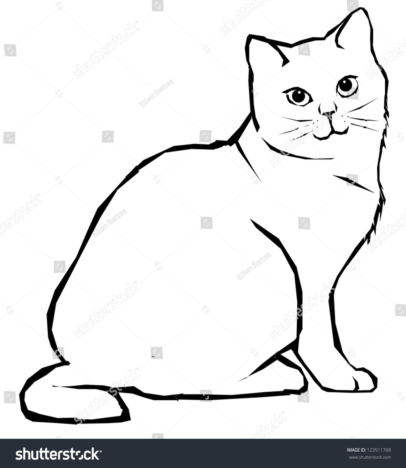 Sitting Cat Stock Vector (Royalty Free) 123511768 | Shutterstock