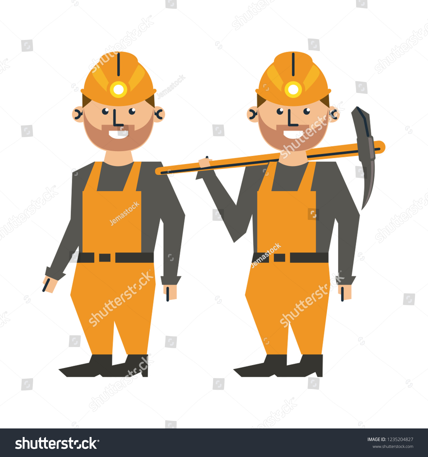 Mining Workers Helmets Picks Stock Vector (Royalty Free) 1235204827 ...