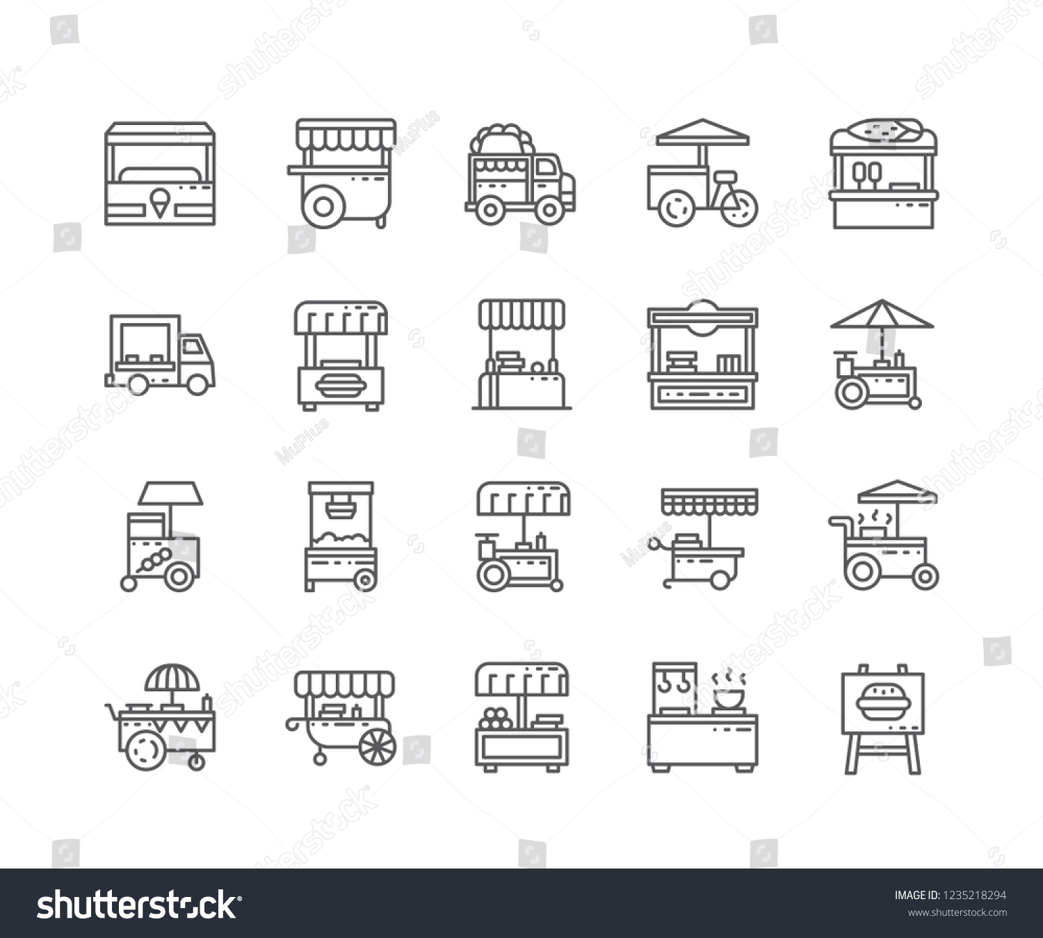 Set Street Food Outline Icons Isolated Stock Vector (royalty Free 