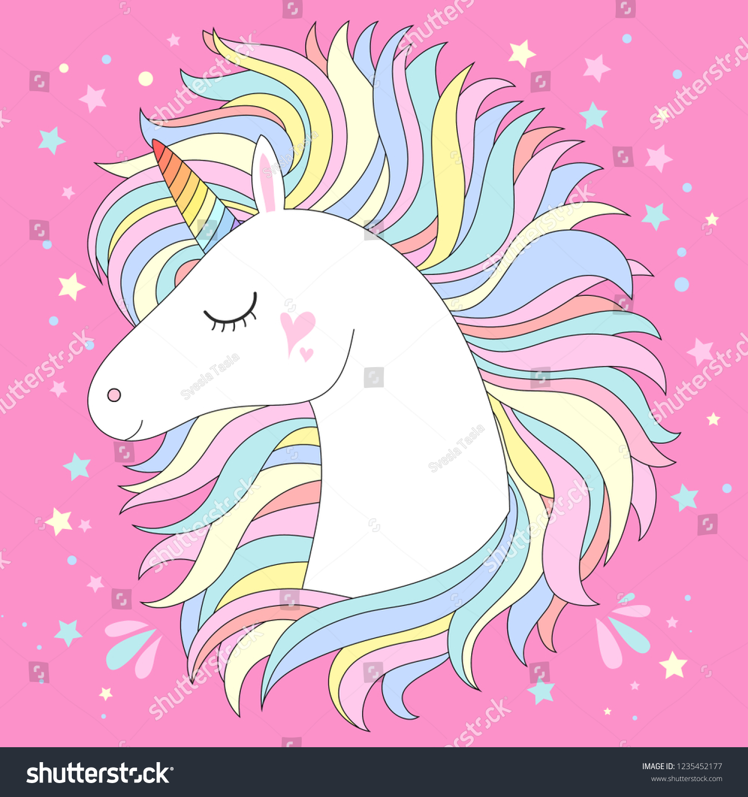 Vector Unicorn Head Cute White Unicorn Stock Vector (Royalty Free ...