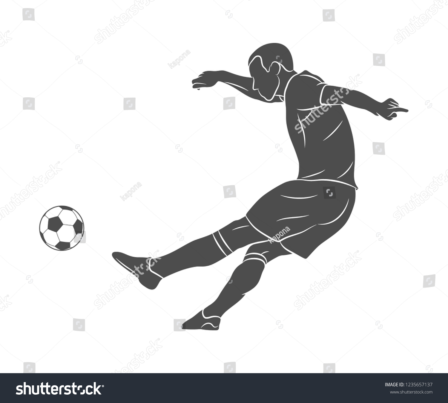 Silhouette Soccer Player Quick Shooting Ball Stock Vector (Royalty Free ...