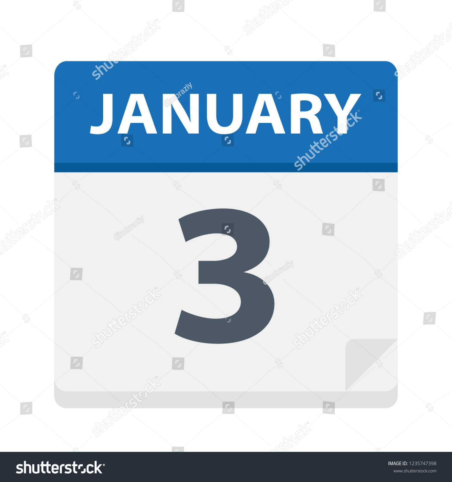 January 3 Calendar Icon Vector Illustration Stock Vector (Royalty Free ...