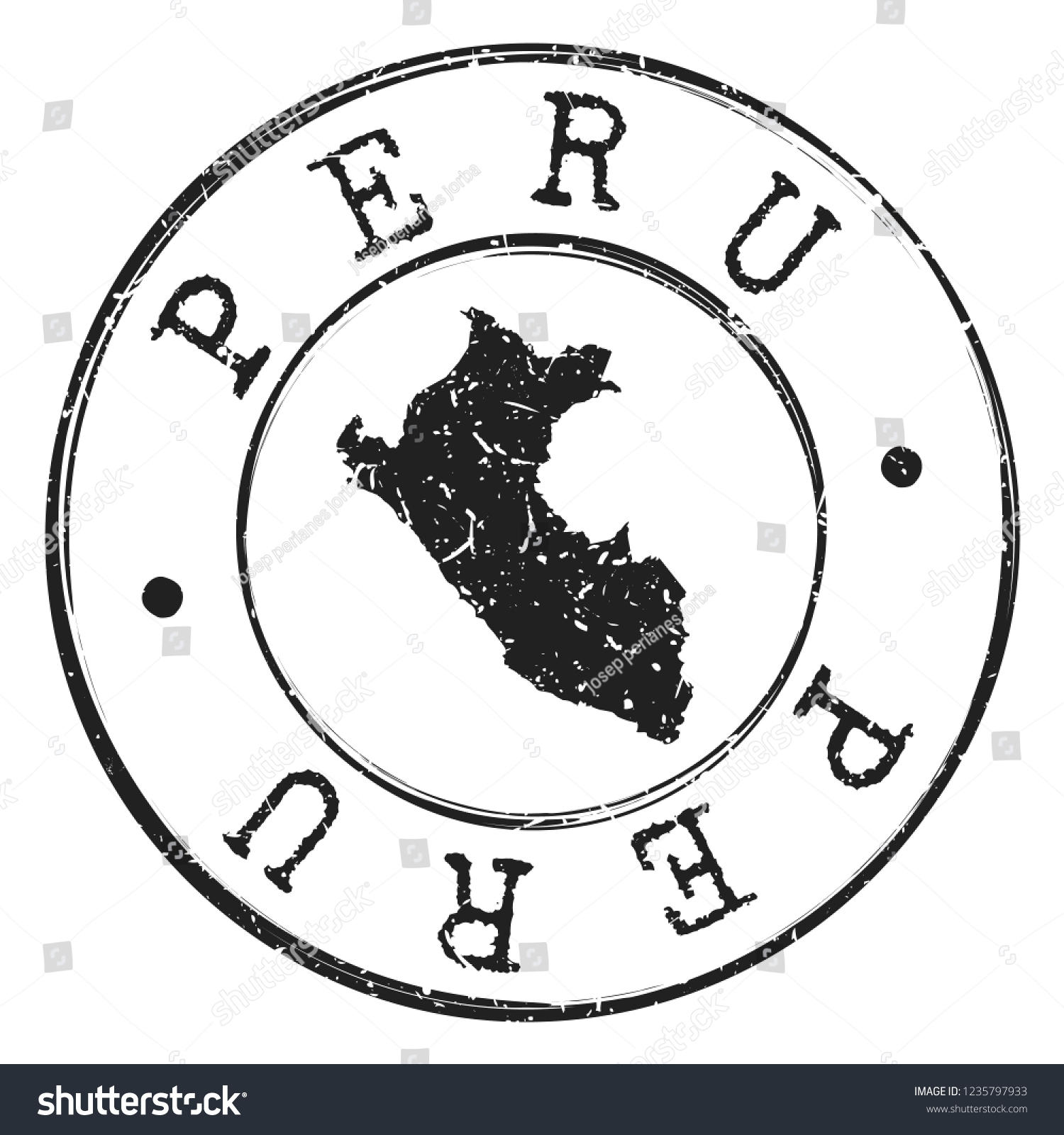 Peru Map Silhouette Postal Passport Stamp Stock Vector (Royalty Free ...