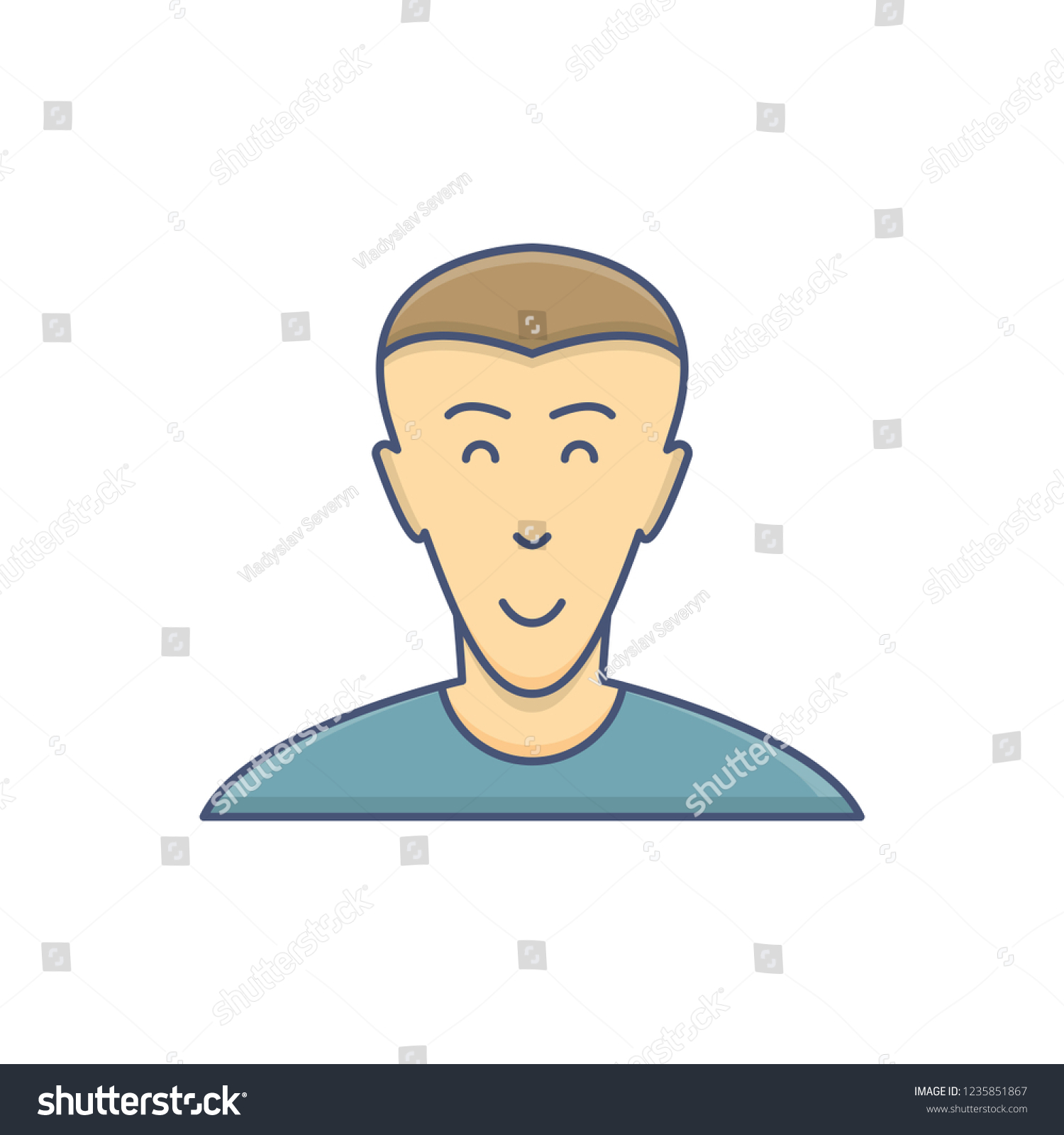 Male Avatar Flat Icon Cute Character Stock Vector (Royalty Free ...