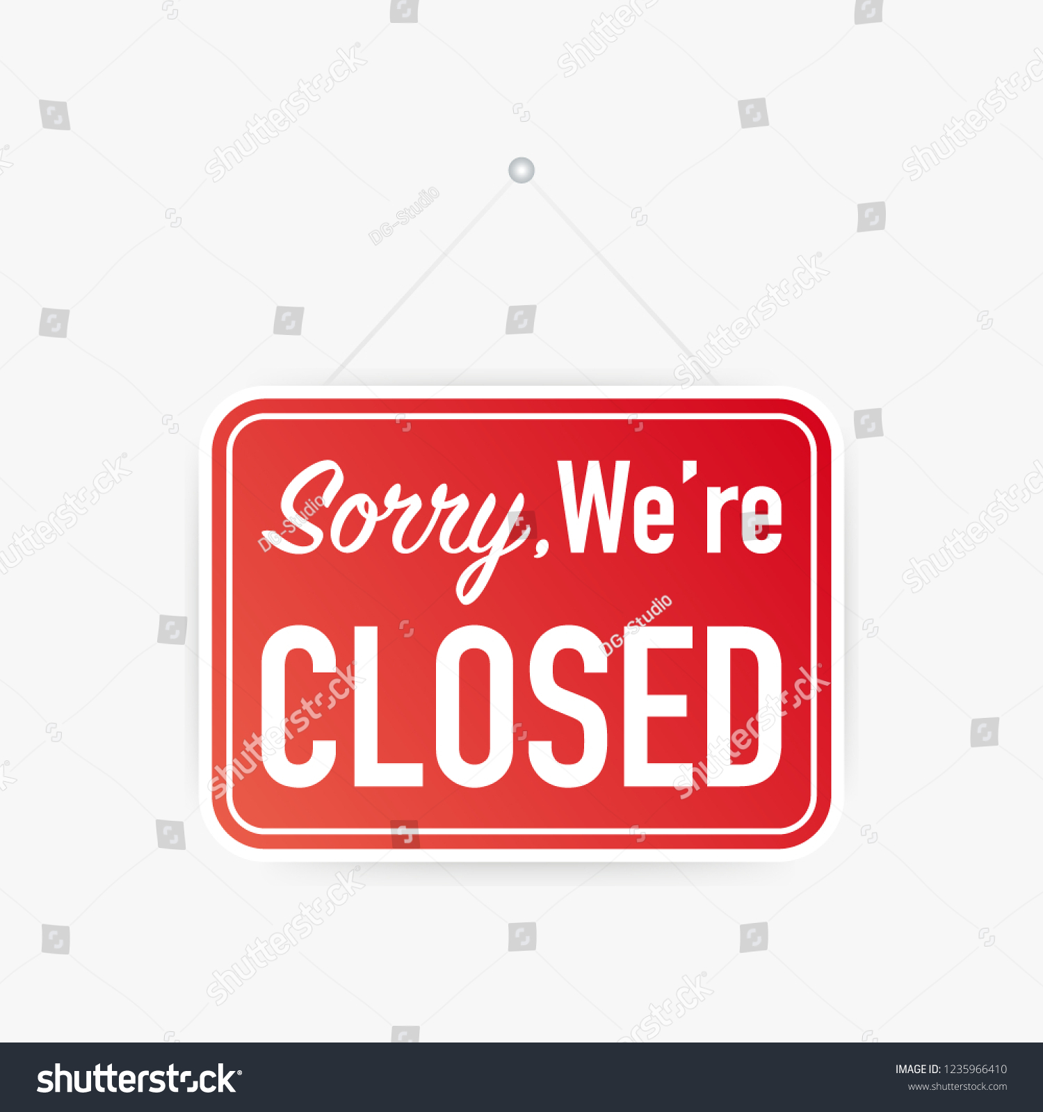 Sorry Were Closed Hanging Sign On Stock Vector (Royalty Free ...